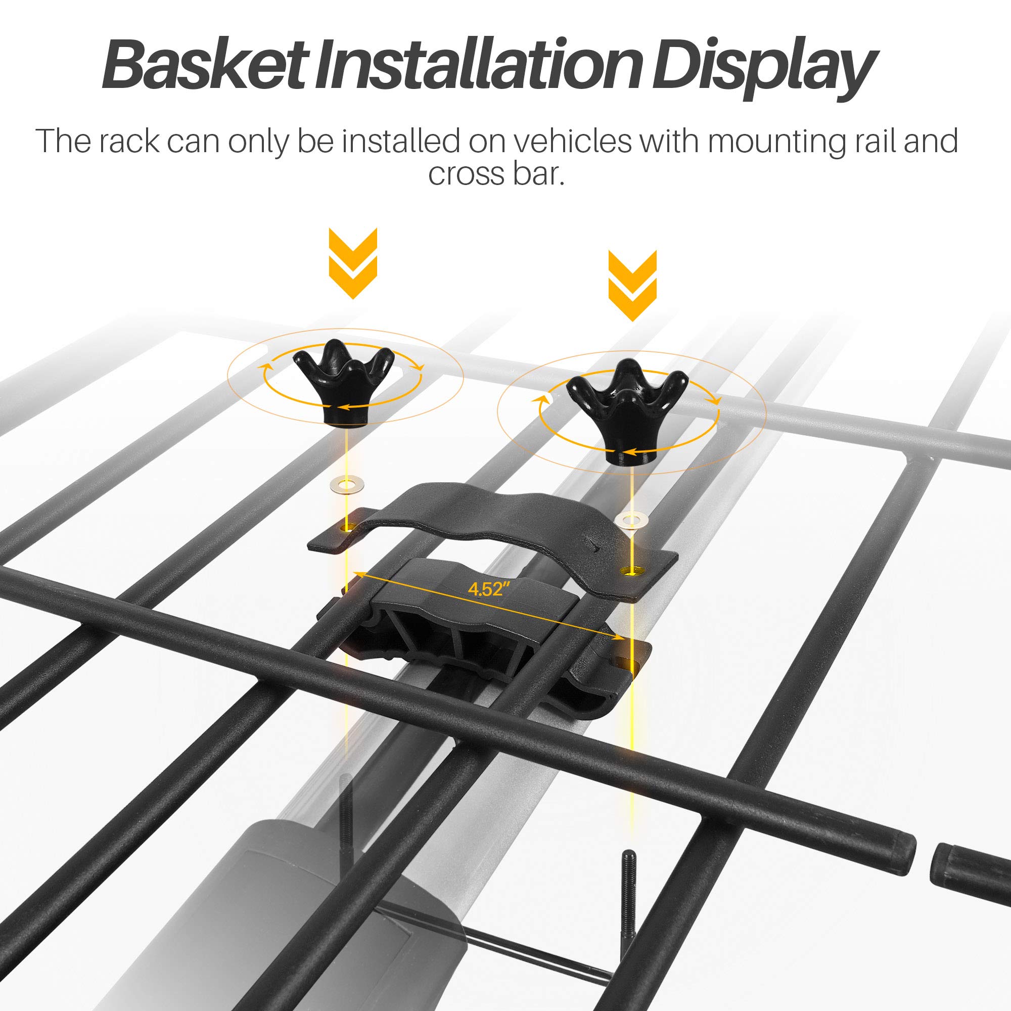 ARKSEN 84" x 50" x 6" PerfectWide Roof Rack Cargo Basket with Cargo Net 150 lb. Capacity Full