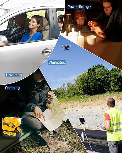 Miniatura 7 de Inversor de corriente de 200 W para batería Dewalt de 20 V y 60 V, CC 20 V a CA 110-120 V inversor de batería con 1 puerto USB, 1 puerto USB-C, luz