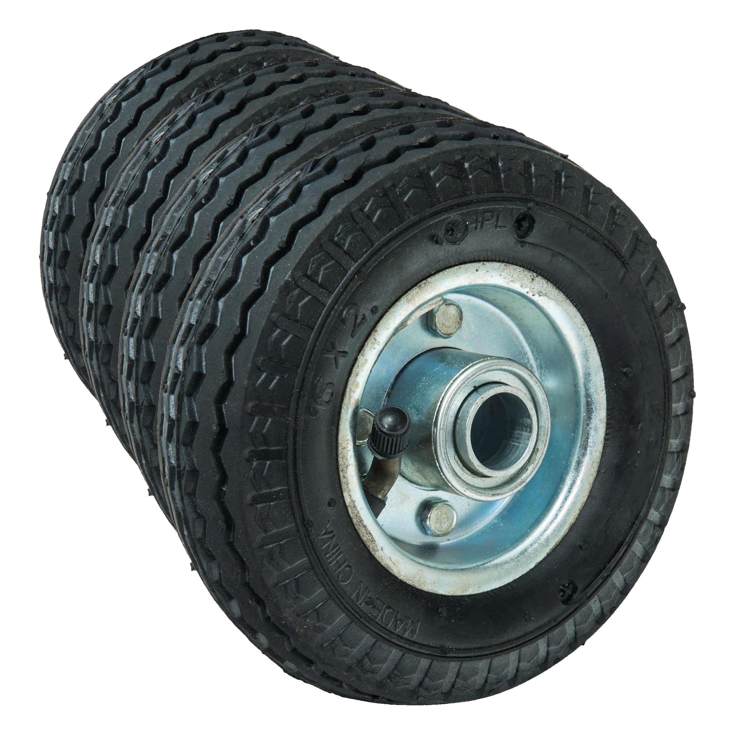 WERKA PRO, Roue Gonflable 6 Pouces pour Chariots, Diables et Remorques de Jardin, Durable et Résistante avec Roulements à Rouleaux, Rouge, 160 x 50 mm (Lot de 4)