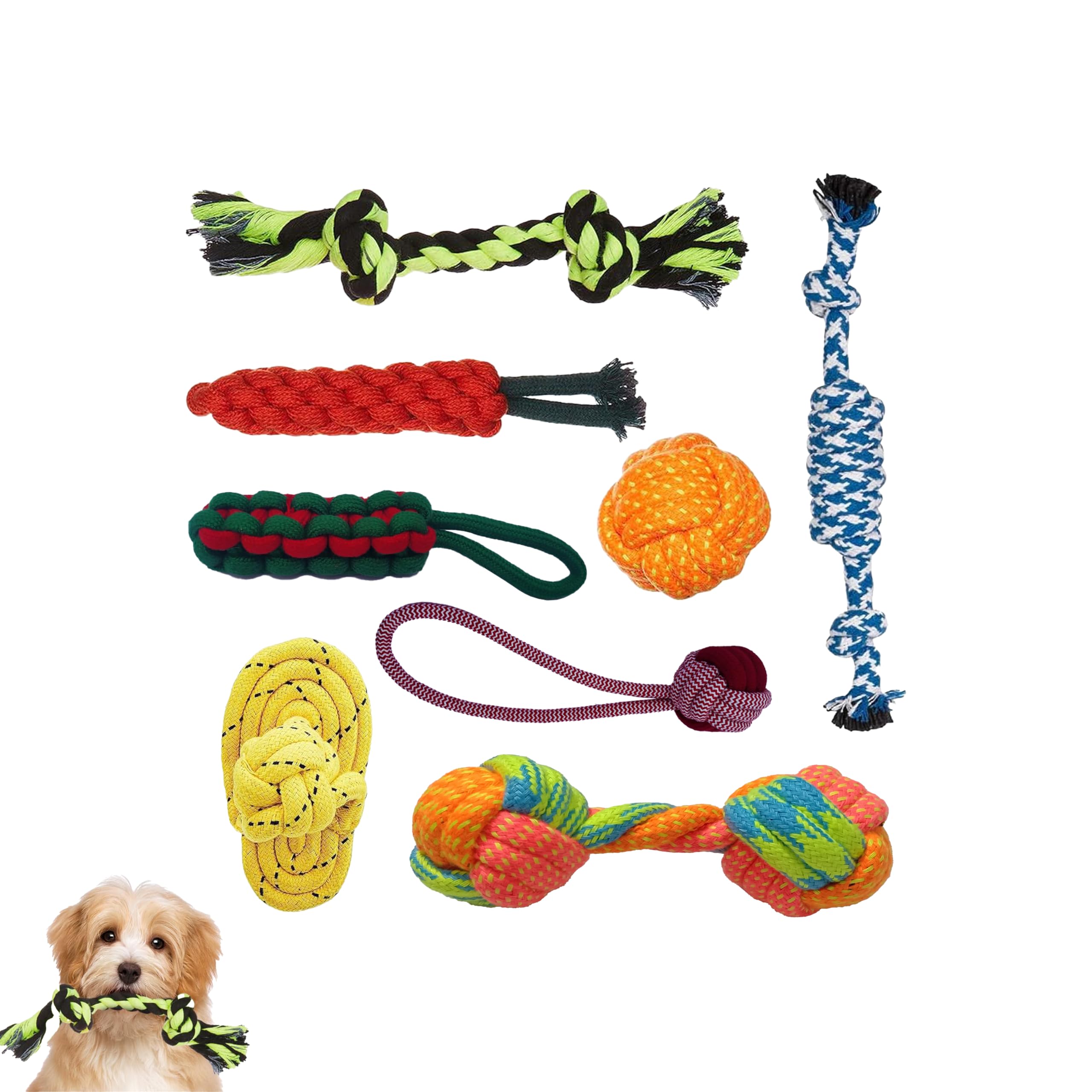 PETHOOD Dog Toys + Dog Chew Toys + Rope Toys + Dog Toys for Small to Medium Dog Toys + Tug Toy + Dog Toy Set Pack of 8 (Color May Vary) (B0D35MVKP1) Amazon Price History, Amazon Price Tracker