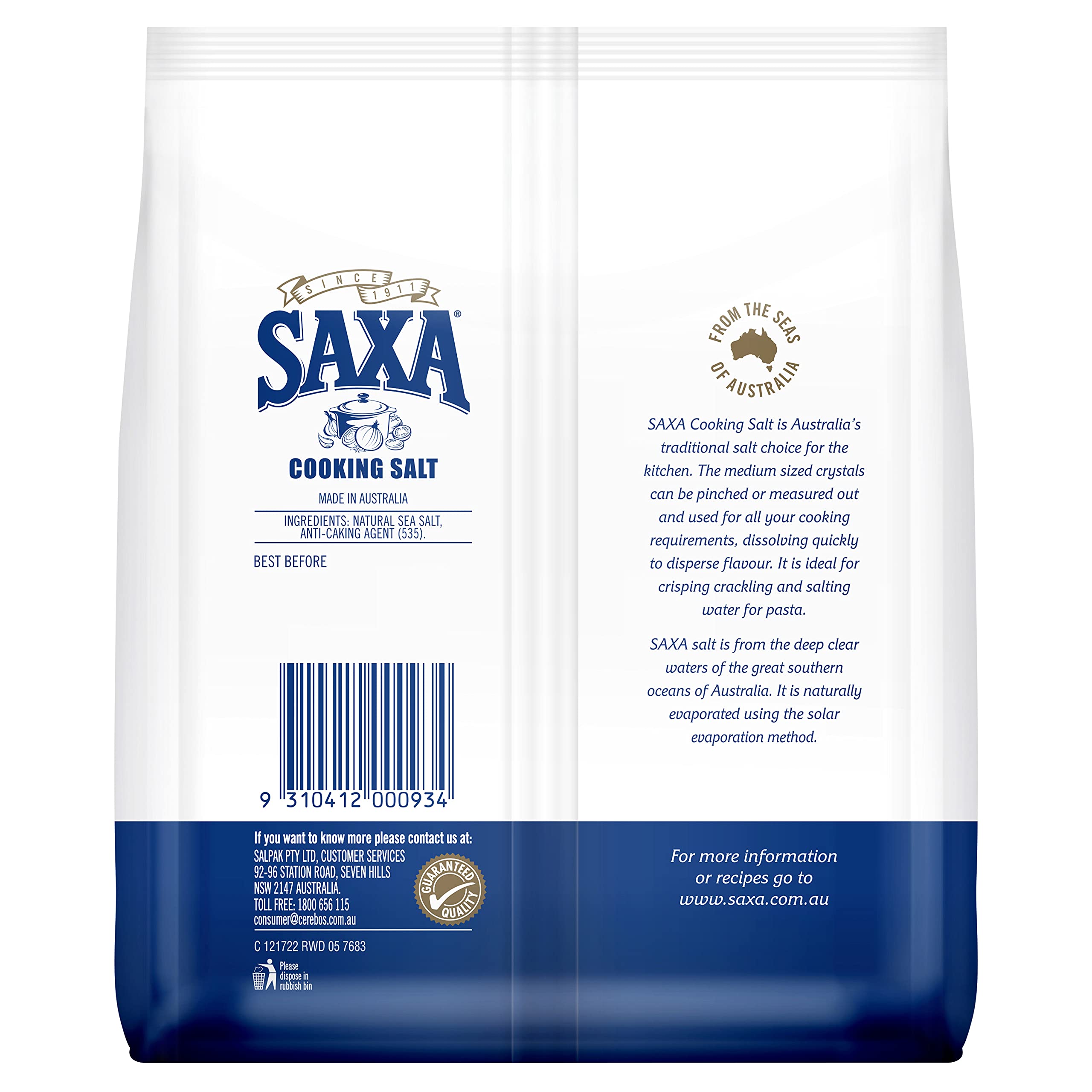 Amazon.com : Saxa Cooking Salt 1kg : Grocery & Gourmet Food