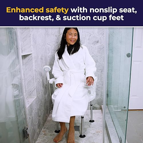 Miniatura 8 de Drive Medical Aquachair - Accesorio de banco de transferencia con protección de cortina, banco de transferencia ajustable para asiento de baño,