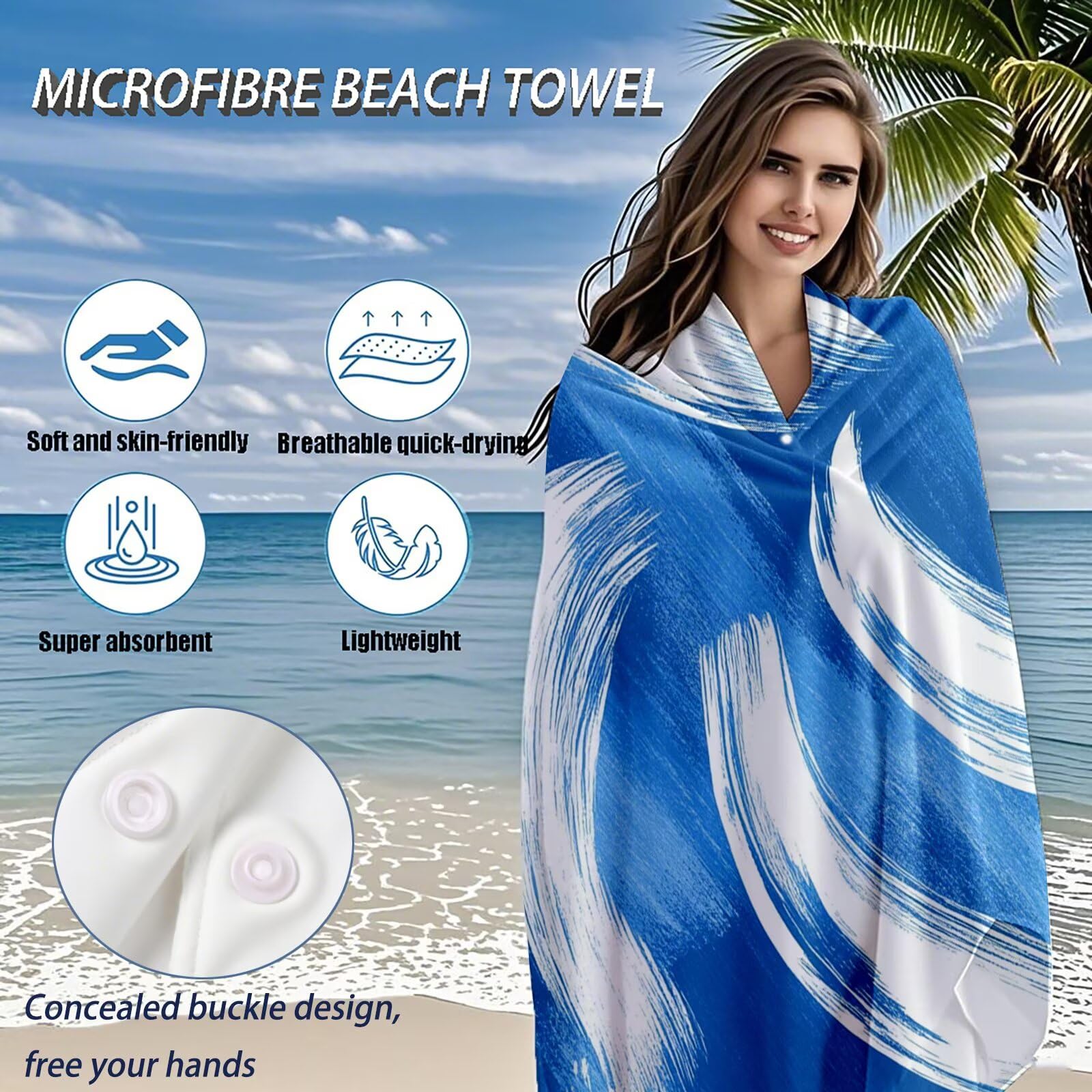 Serviette de Plage XXL 100x200 cm,Moderne Serviette Plage Microfibre avec Séchage Rapide, Anti-Sable, Absorbante Fonction Design pour Vacances Piscine Pique-Nique Voyages Yoga, Cadeau Femme Q-414