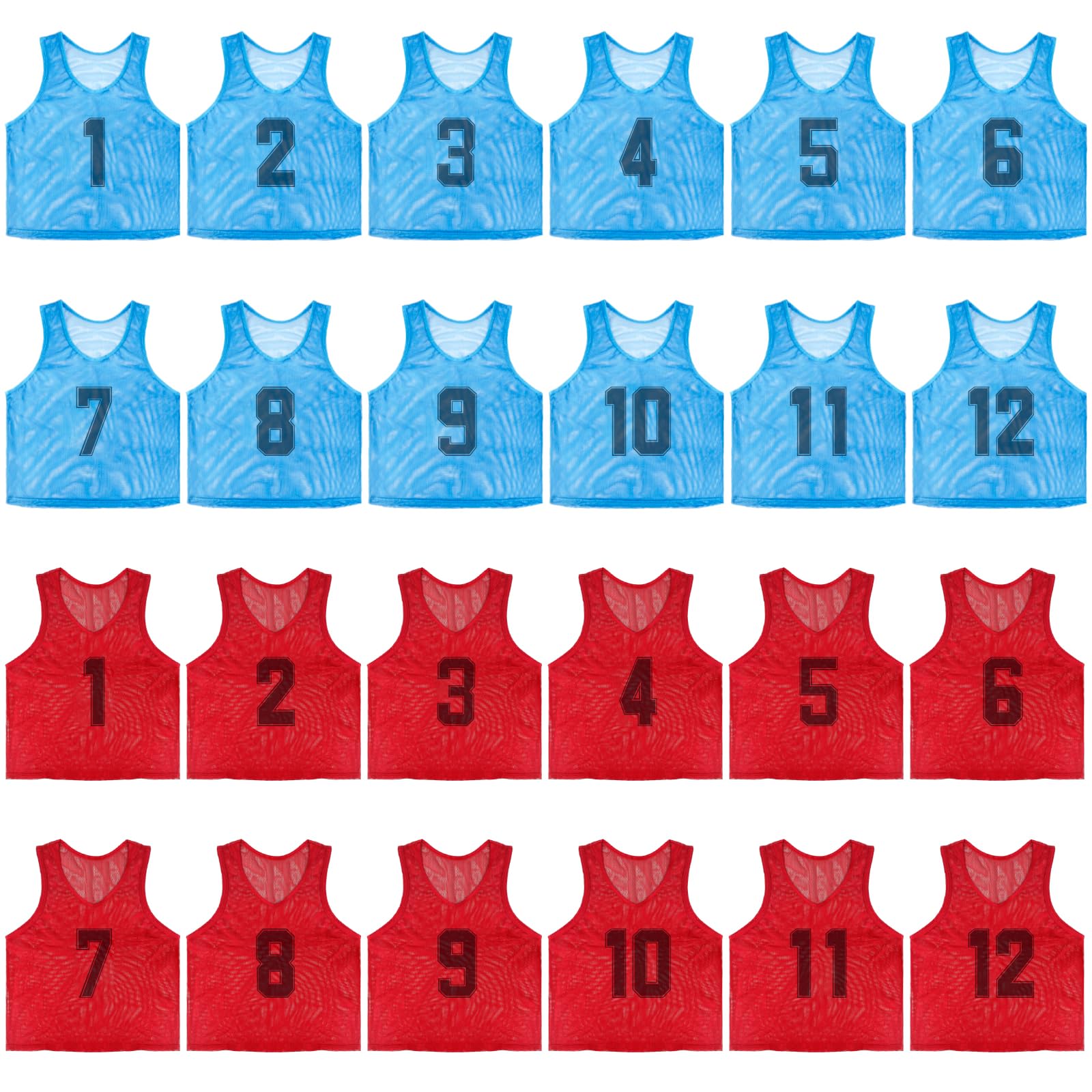 TOMAIX Training Bibs, 24 Pack Football Bibs for Kids, Youths and Adults