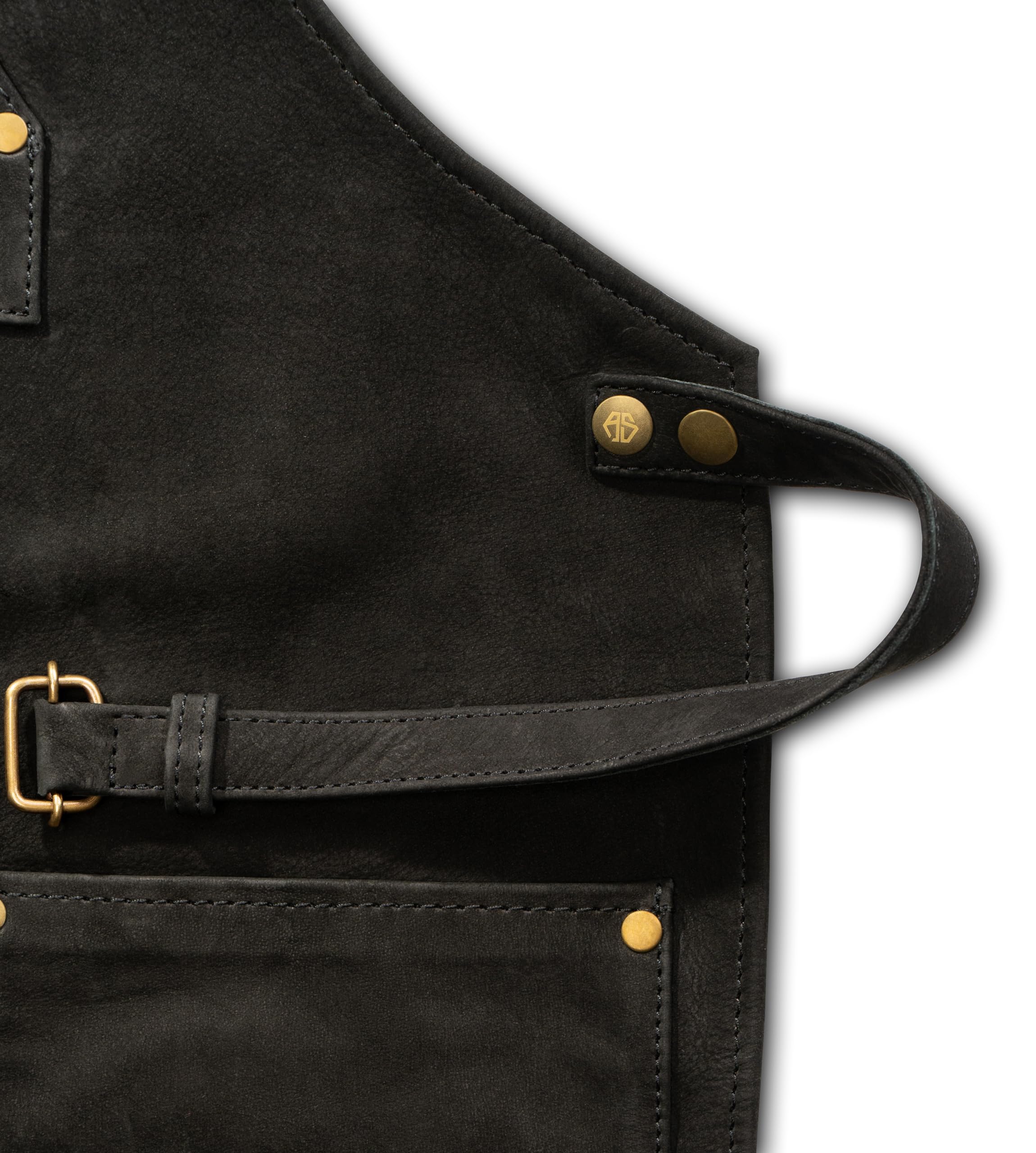Angus Stoke Grembiule in pelle nera, originale in pelle di bufalo – Grembiule da uomo e donna – BBQ, barista e grembiule da cucina Henry