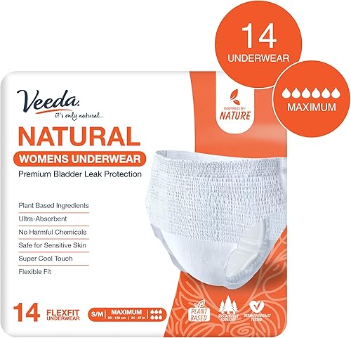Miniatura 2 de Veeda Ropa interior natural para adultos para incontinencia para mujer, ropa interior posparto para protección contra fugas de vejiga, ropa interior