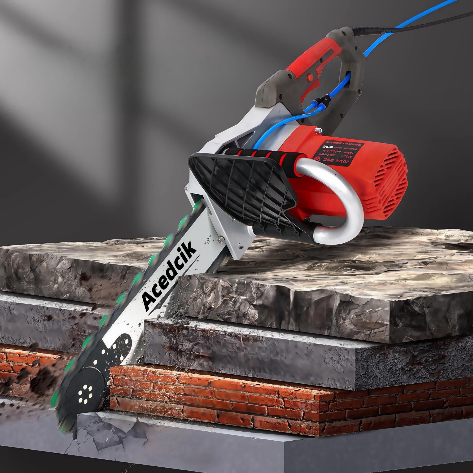 Concrete Saw, Electric Concrete Chain Saw, 110V/3000W Wet Water Supply Dust Removal Electric Concrete Saw with Water Pump, for Cutting Concrete, Steel