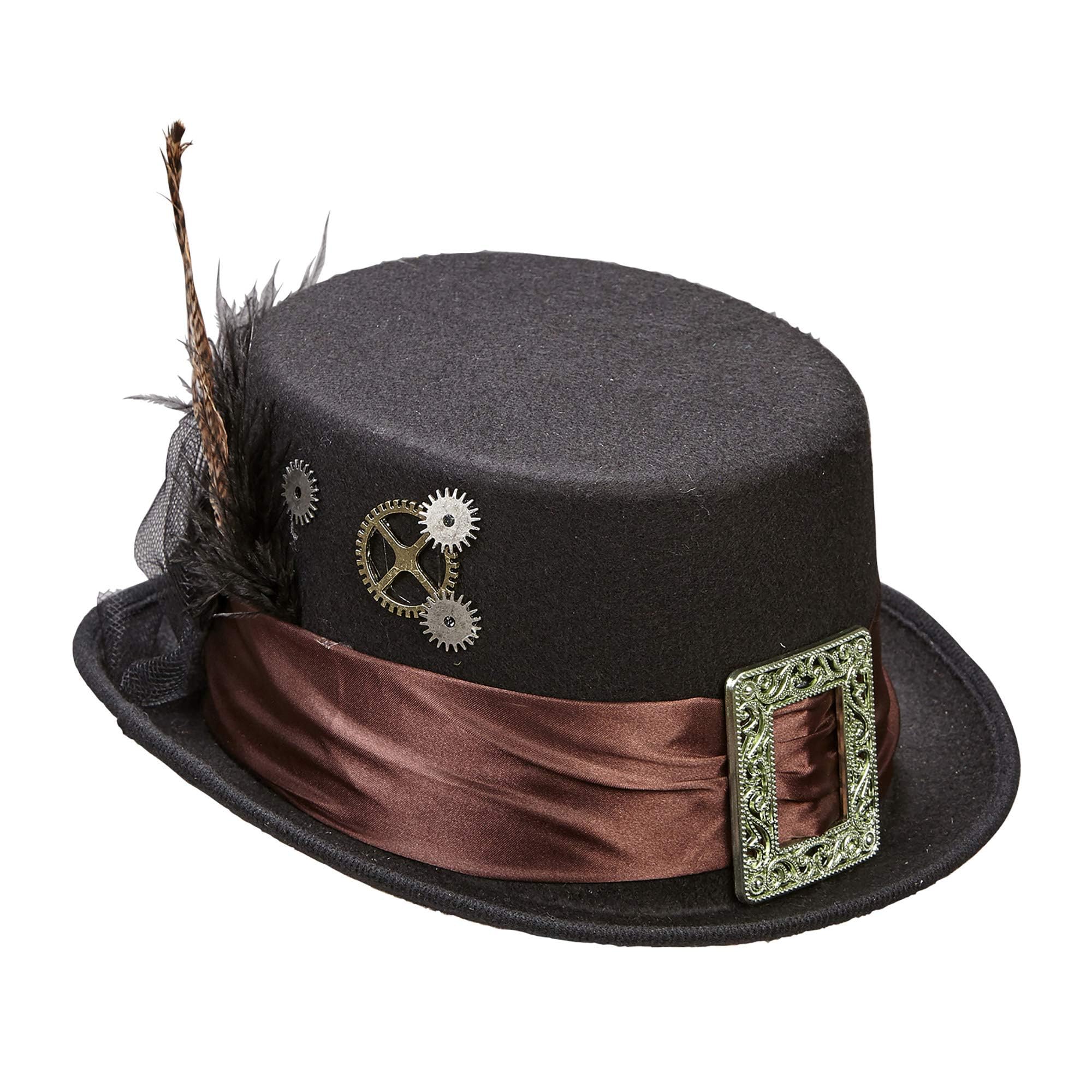 Widmann NEW Cylinder Steampunk Made of Felt, with Brown Band, 38 x 23 x 12 cm