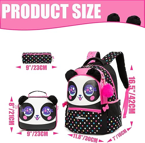 Miniatura 2 de Mochilas escolares para niñas con lonchera, mochila escolar para niñas, juego de mochila escolar bonita para jardín de infantes, Negro -, Mochila,