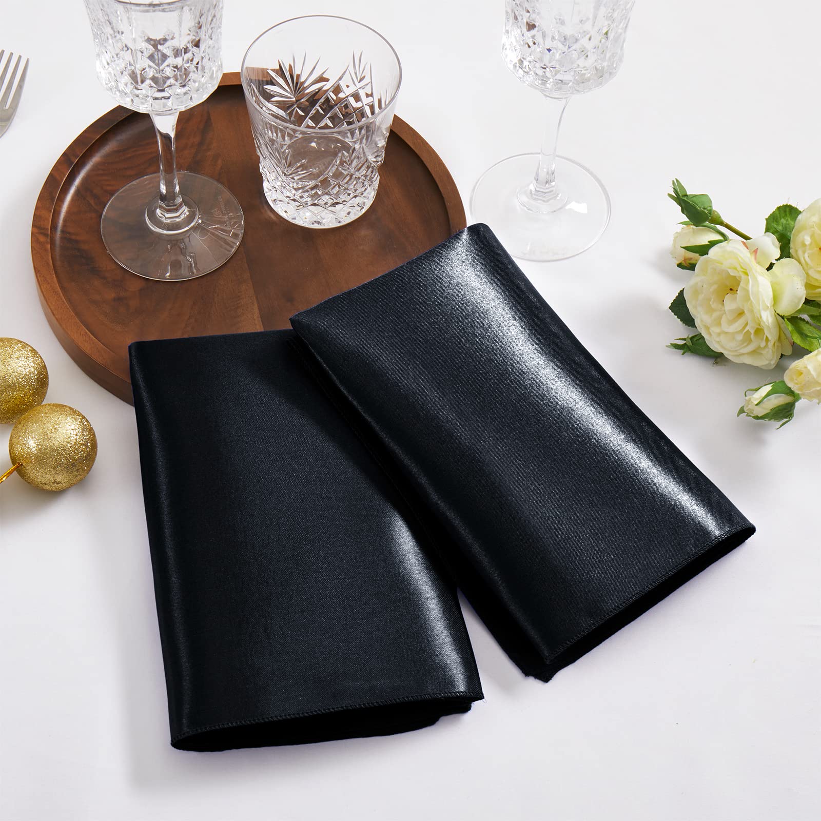 Lot De 60 Serviettes De Table De Qualité Supérieure - Noir Et Doré