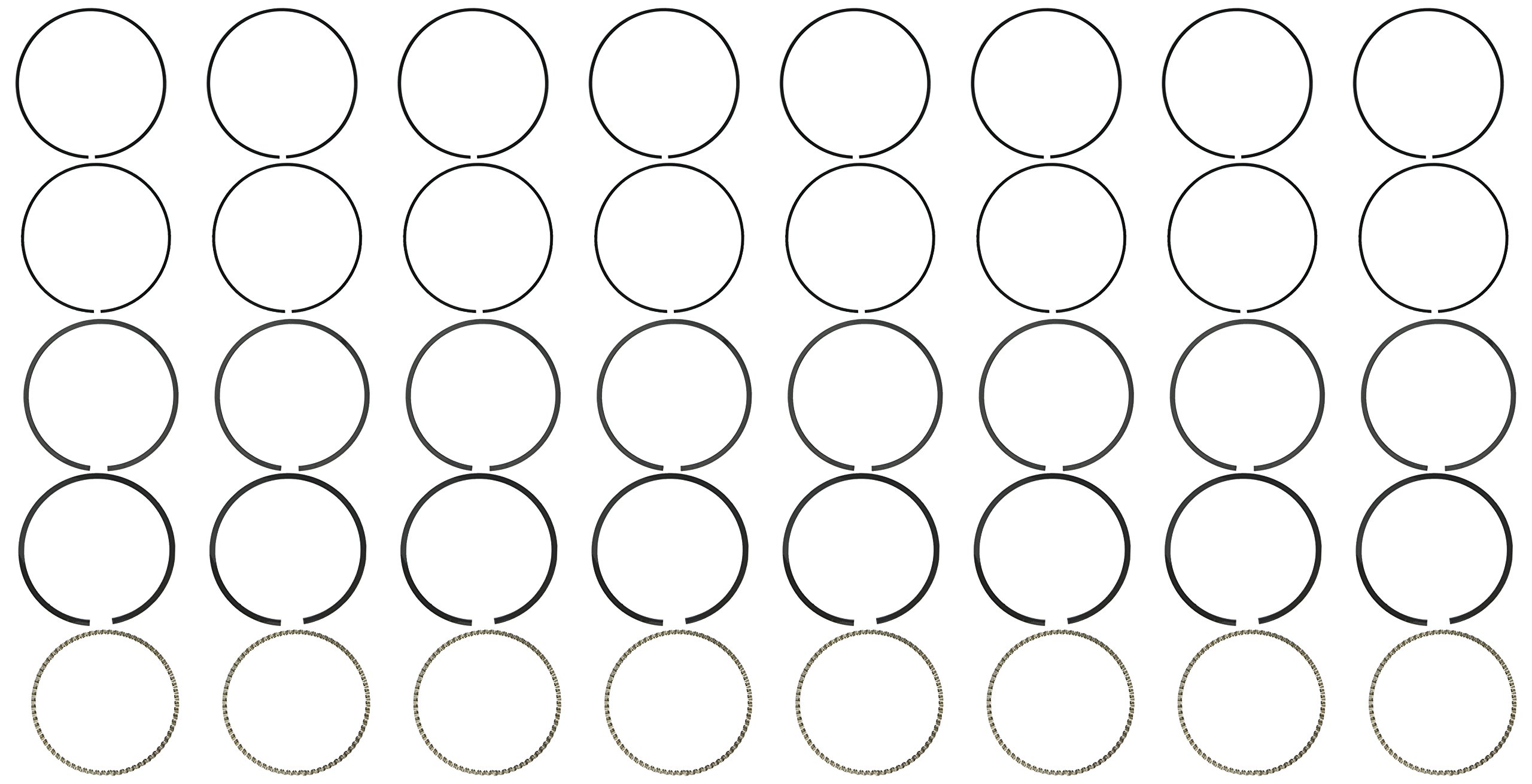 Hastings 2M4978 8-Cylinder Piston Ring Set