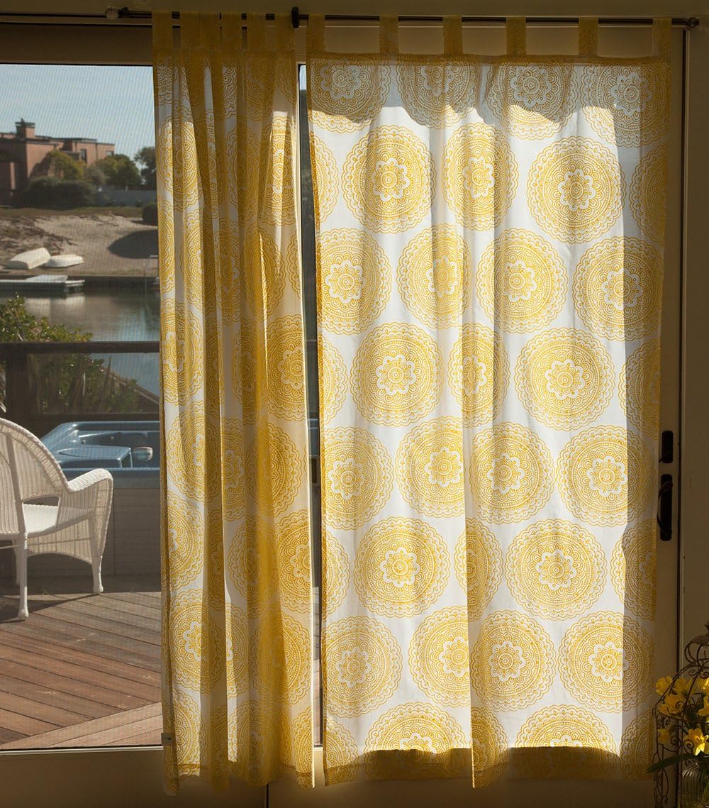 Yellow Indian Bohemian Sheer Curtain (46" x 63")