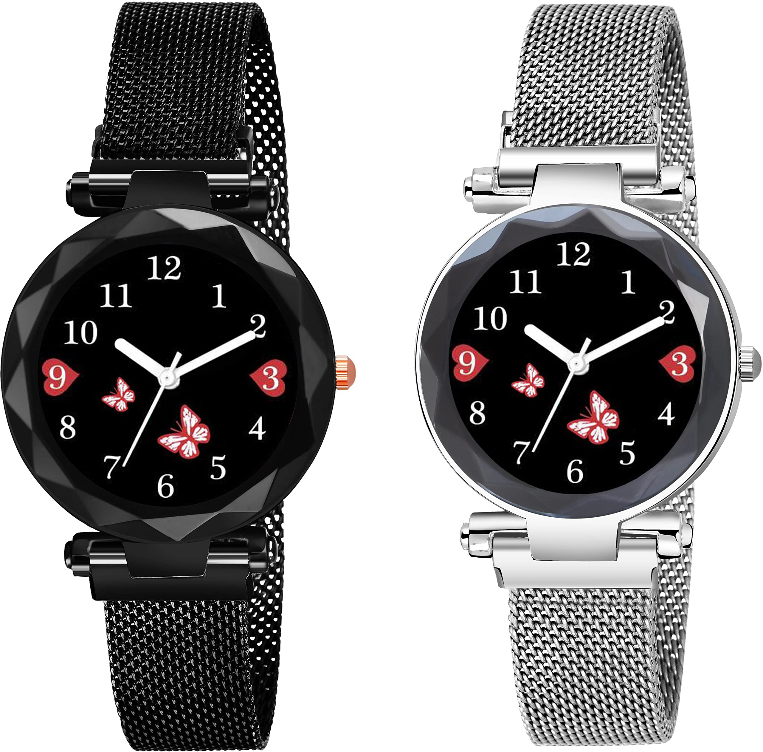 STYLEDOSE Exclusive Branded New Titli Dial Analogue Quartz Magnet Strap Watch for Women or Girls and Watch for Girl or Women or Stylish Ladies (Combo of 2 Watches) (Black+Silver) (B0C8CXP2BG) Amazon Price History, Amazon Price Tracker