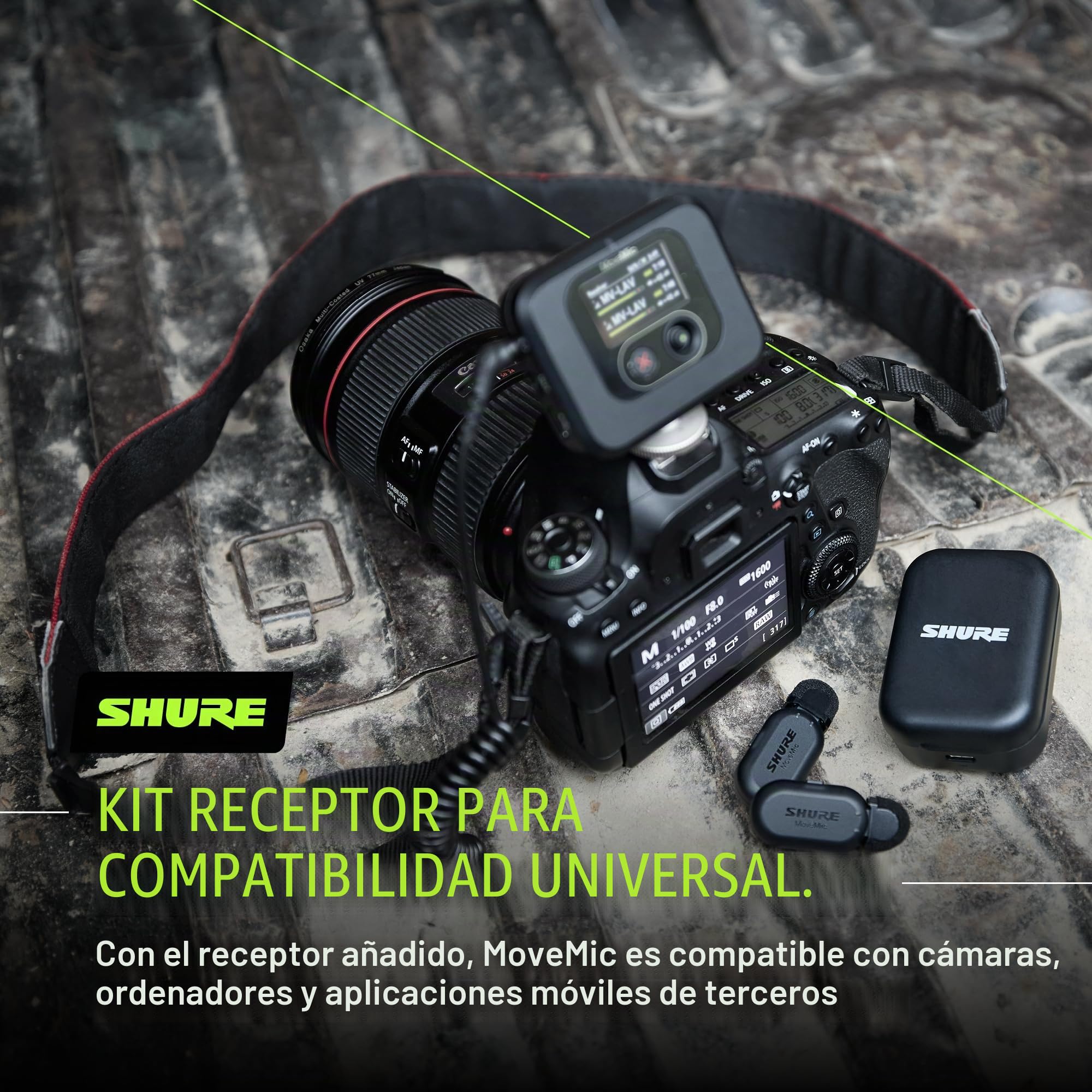 Shure MoveMic Two Kit- Pro Direct to Phone Micrófono inalámbrico Lavalier para iPhone y Android, Bluetooth Mini Mic, Carga de 24 horas, Configuración rápida, IPX4, Portable Clip Lavs (MV-TWO-KIT-Z6)
