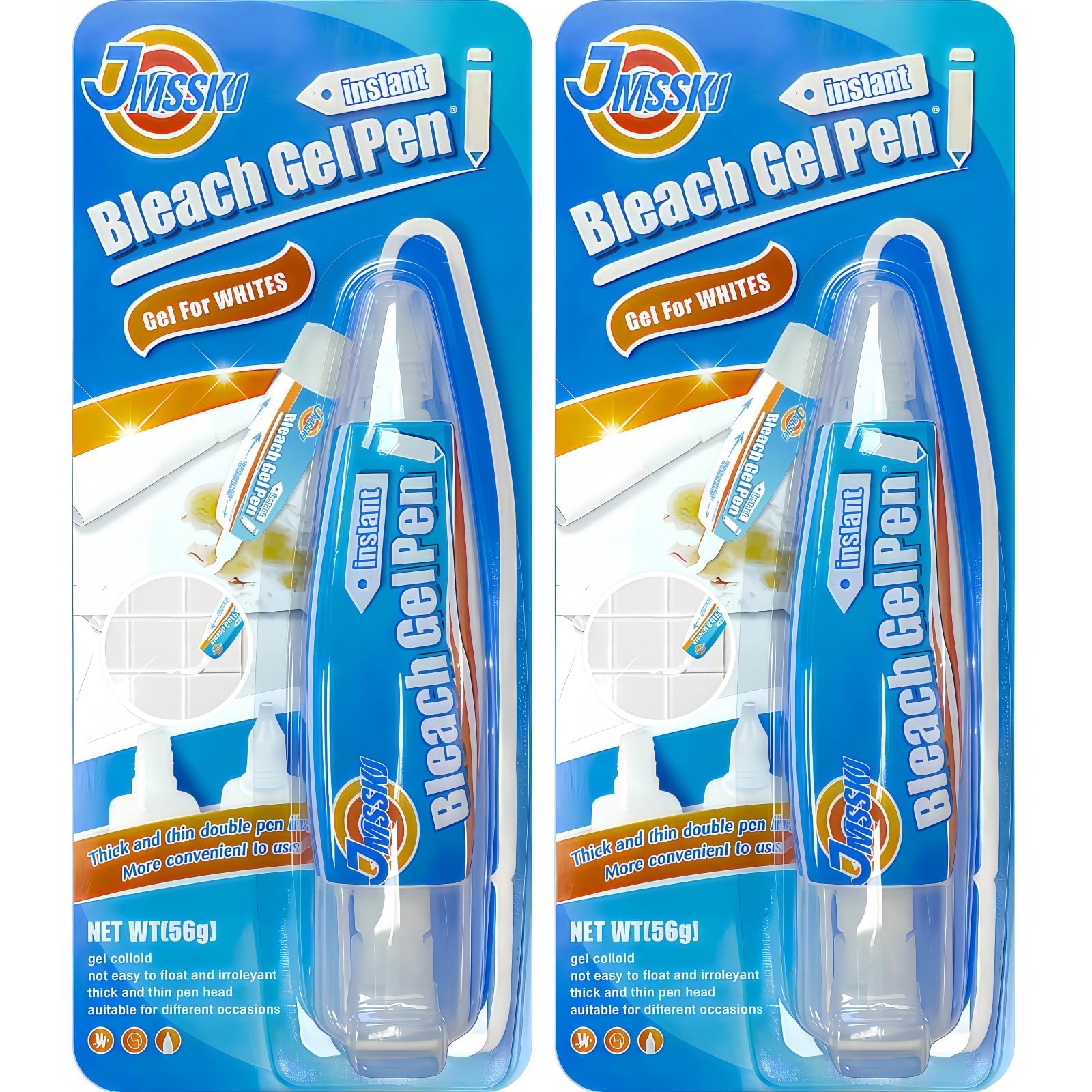 Bleach Pen For Clothing, Bleach Pen, bleach gel pen, Stain Remover Pen, Clothing Bleached DIY Design, Mold Stain Remover Gel,Travel,Instantly Remove Stains,Pearl White (1.76 Fl Oz (Pack of 2), Lemon)