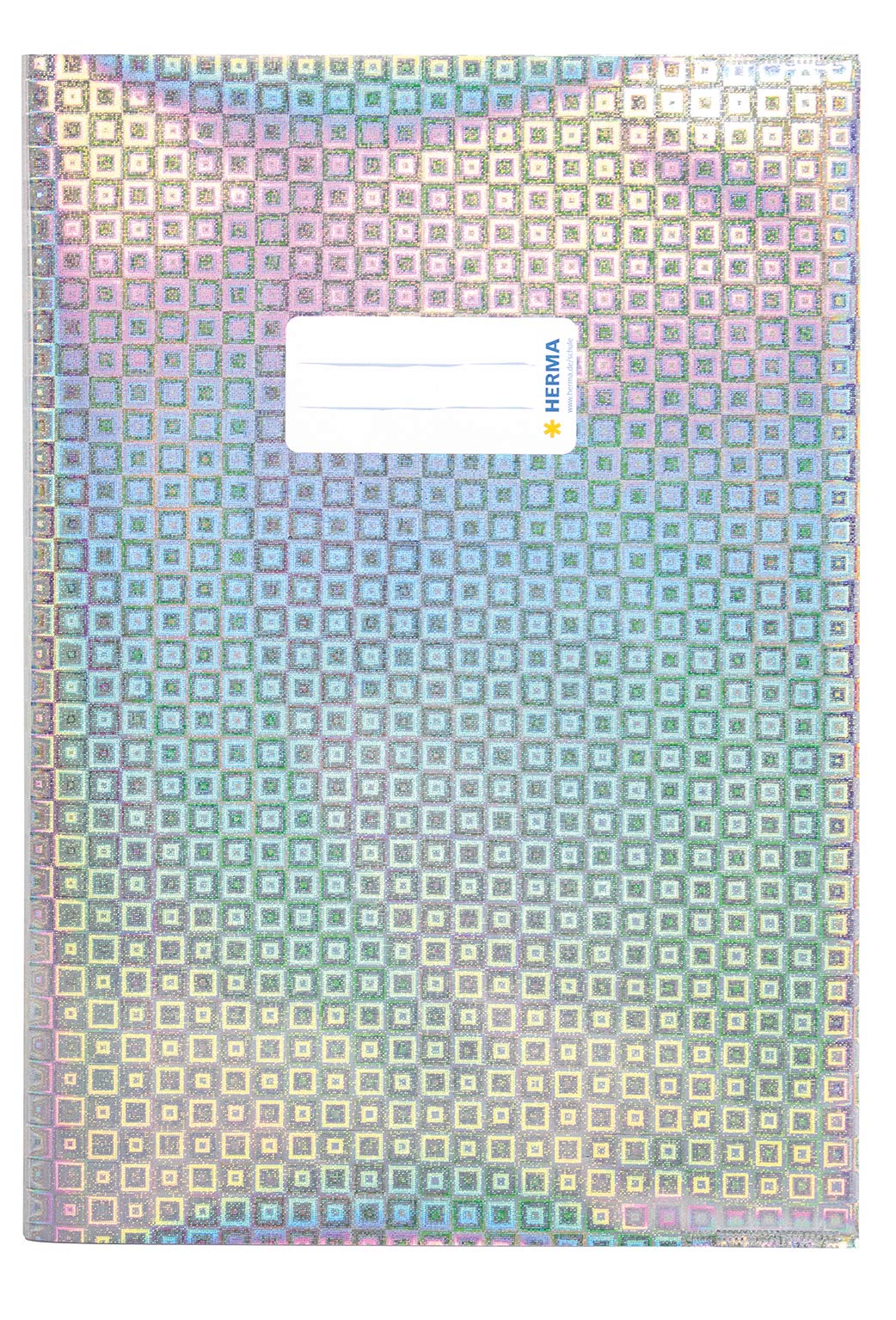 HERMA 19473 Notebook Covers DIN A4 Glamour, Book Covers with Labelling Label, Made of Durable and Wipe-Clean Holographic Polypropylene Film, Set of 10 Exercise Book Protectors for School Books Silver