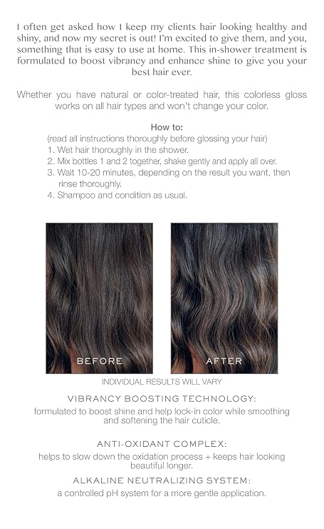 Kristin Ess Hair Crystal Quartz Clear Hair Gloss for All Hair Types + Colors - Anti Brass Treatment for Women - Shine Boosting + Deep Conditioning Treatment - Vegan - Phthalates + Paraben Free