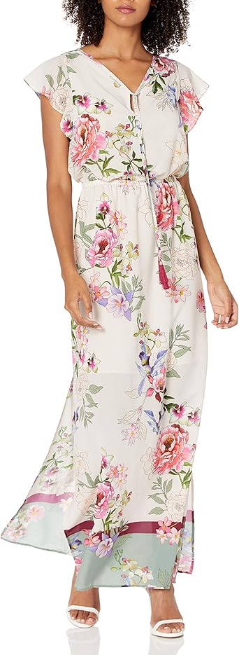 Floral Border Print Maxi Dress ...