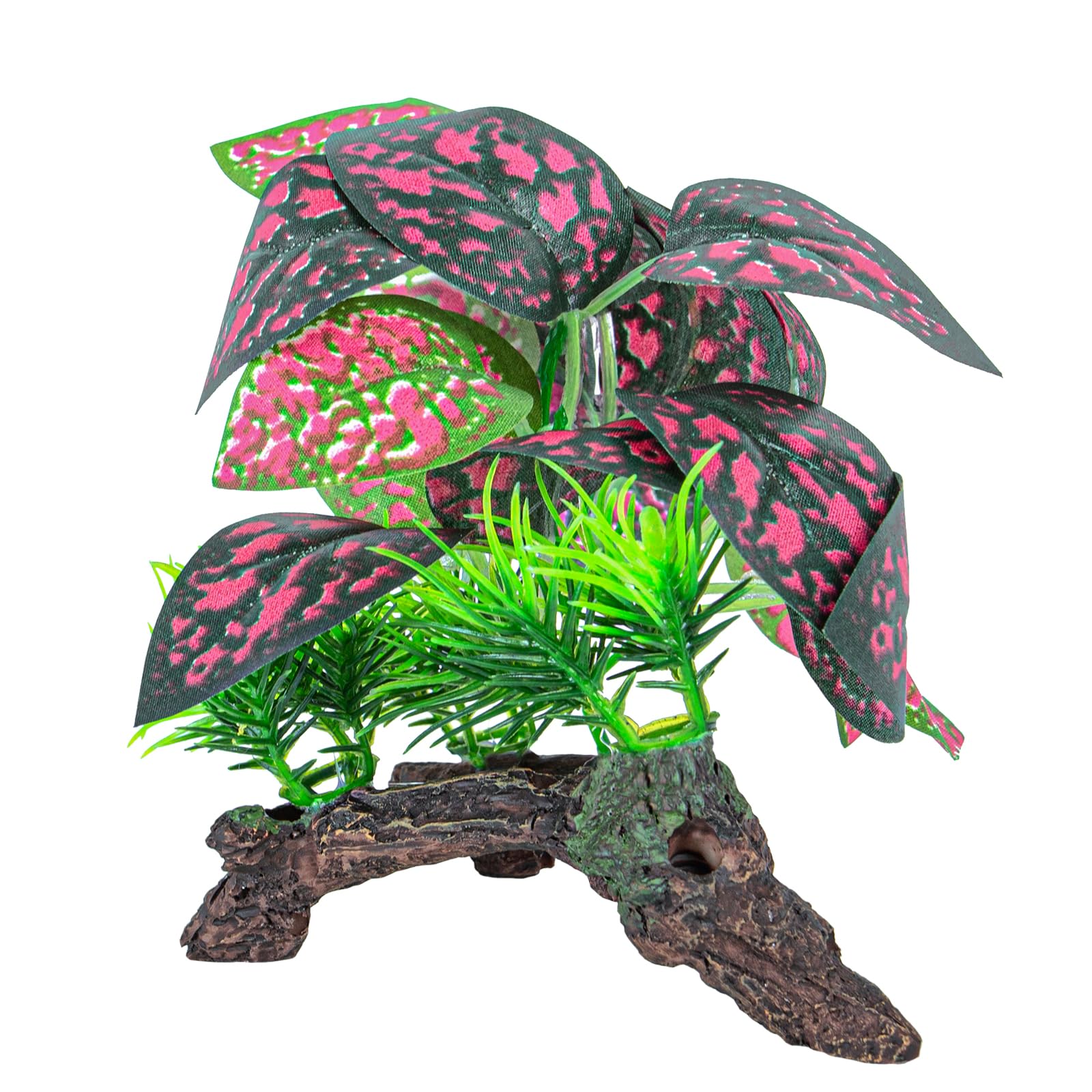 REPTI ZOO Reptile Terrarium Plant, Red Scindapsus Aureus Artificial Plant with Resin Base, Reptile Amphibian Aquarium Terrarium Tank Decor Accessories for Bearded Dragon Gecko Ball Python Turtles