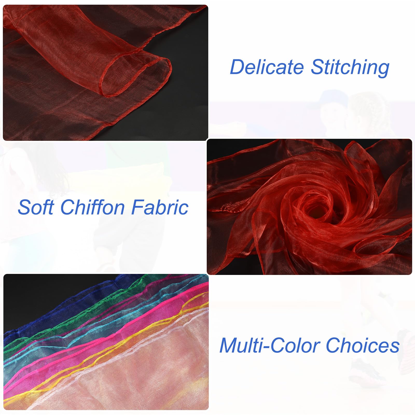PATIKIL Lot de 12 foulards de jonglage carrés pour la danse, 45,7 x 45,7 cm, pour jouer, jouer, musique, jonglage, habillage, rouge