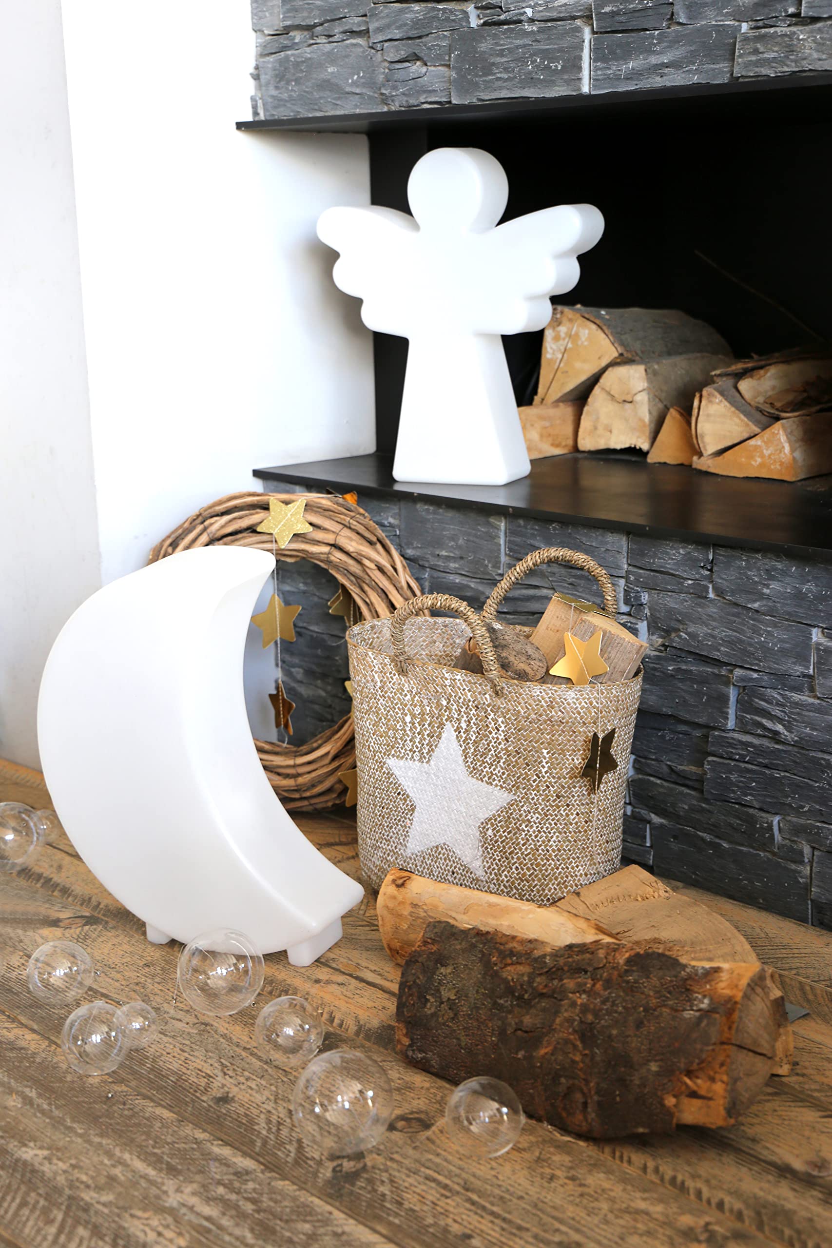 8 seasons design LED Engel 40 cm Shining Angel, E27, Leuchtmittel warmweiß -winterfest- Weihnachtsengel für außen (Garten, Balkon) und innen – Weihnachtsbeleuchtung, Taufe, Kommunion, Konfirmation