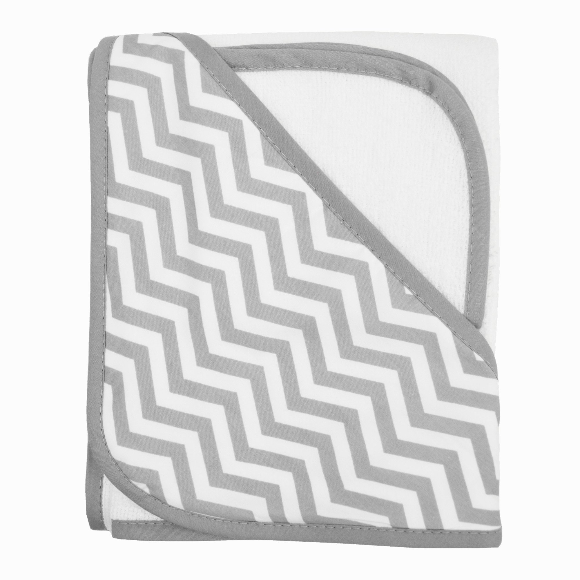 Juego de toallas American Baby Company, de algodón 100% orgánico, colo azul White with Gray Trim and zigzag hood Talla:talla única