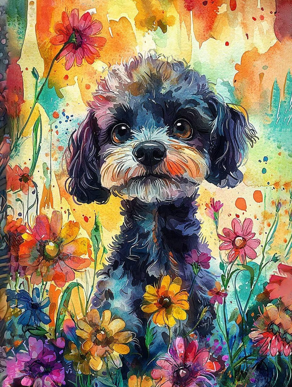 WEISHIWE Chien Teddy Peinture Numero Adulte Kits, 80x100cm m-935