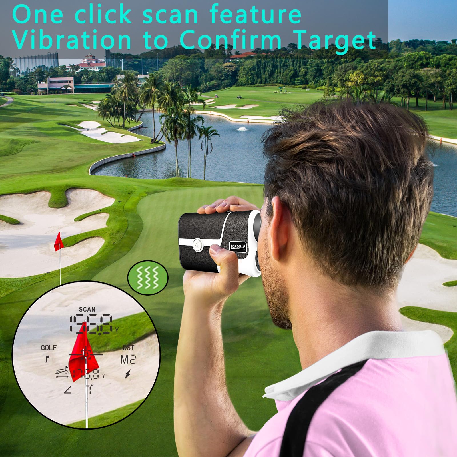 Telémetro de golf con compensación de pendiente, 1200 yardas, aumento 7X, adecuado para golf, caza, deportes al aire libre, con vibración de bloqueo de mástil, función magnética, carga USB-C