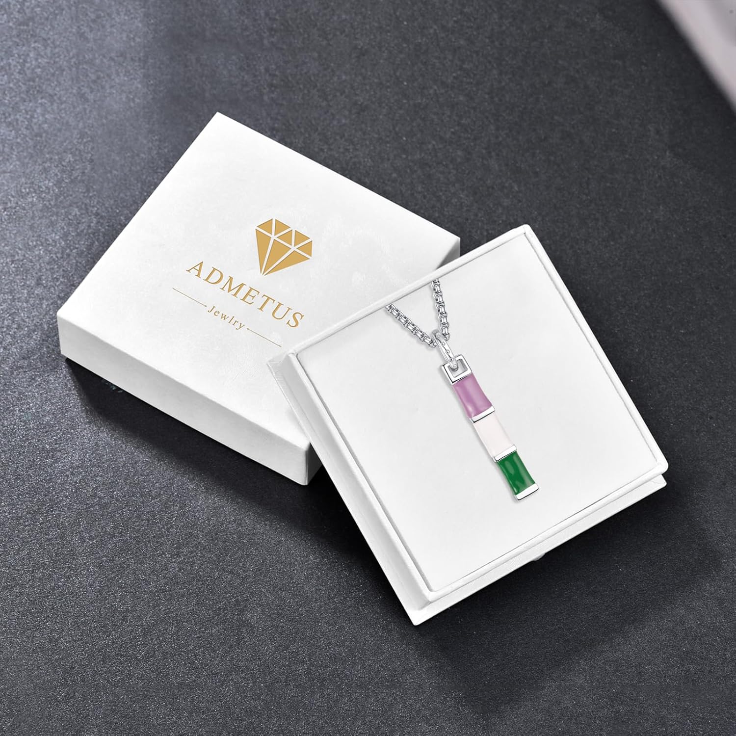 ADMETUS Genderqueer Necklace Sterling Silver Queer Necklace Genderqueer Pride Pendant Jewelry LGBTQ Pride Necklace Genderqueer Pride Gifts for Men Women - Image 8