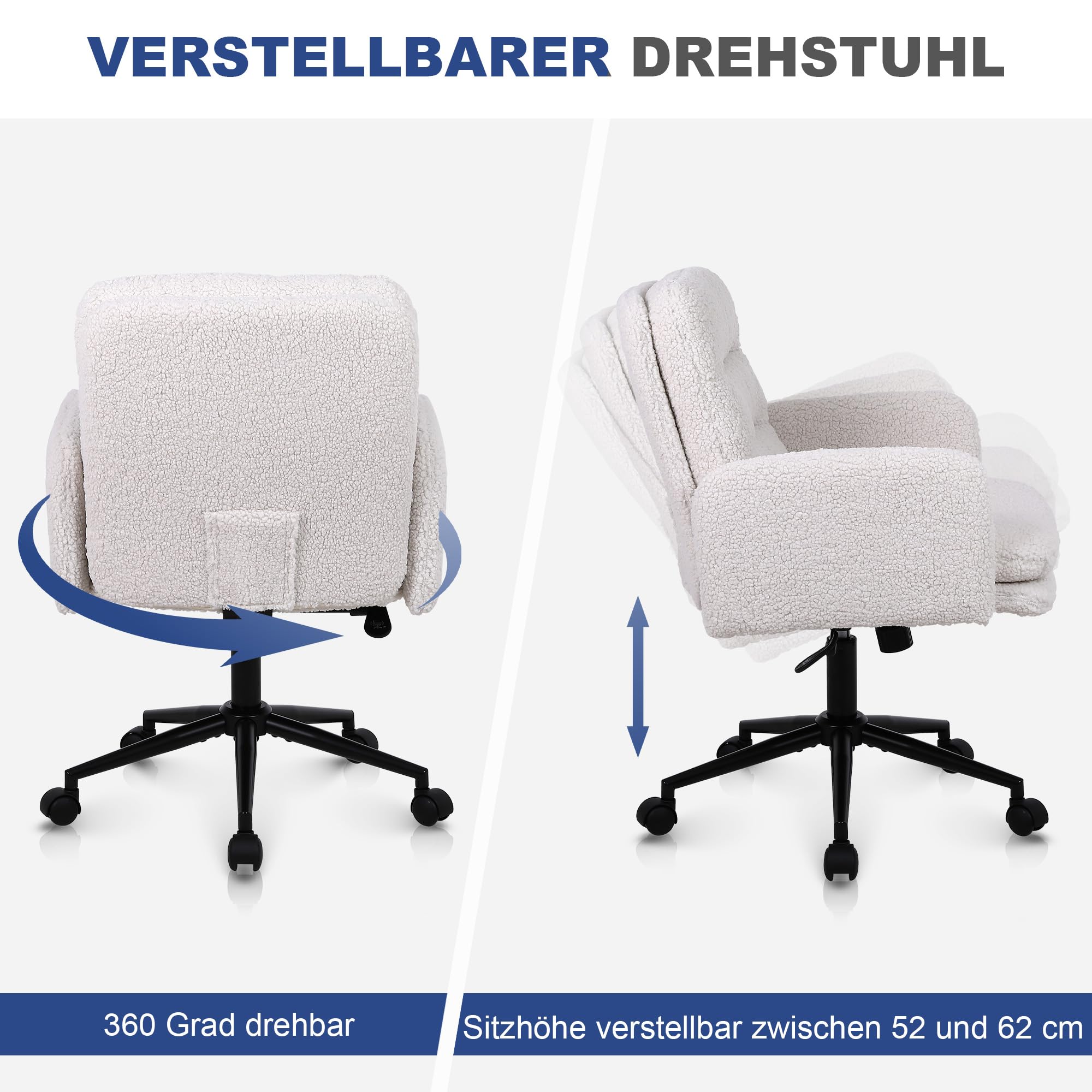 Youhauchair Schreibtischstuhl, Schminktisch Stuhl aus Kaschmir, Creme