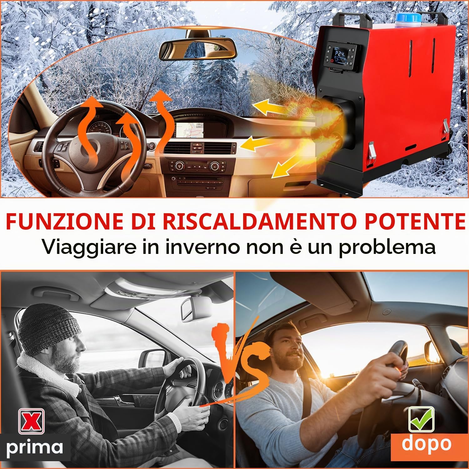 Ikodm Riscaldatore Diesel da 12 V, 8 kW, Riscaldamento Diesel da Parcheggio, Riscaldamento ad Aria Diesel con Telecomando, Interruttore LCD, Monitor silenziatore per Camion, Camper, Barche Auto