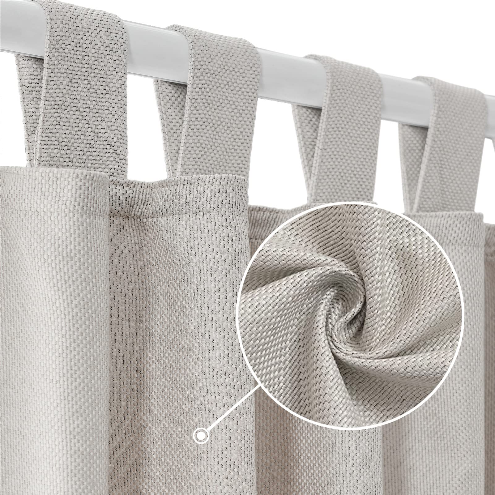 Topfinel Faux Linen Textured Heavy Curtains 90" L x 52" W Tab Top Design for Big Rods Room Darkening Drapes Privacy Protecting for Bedroom Living Room 2 Panels per Package, Ivory Burlap