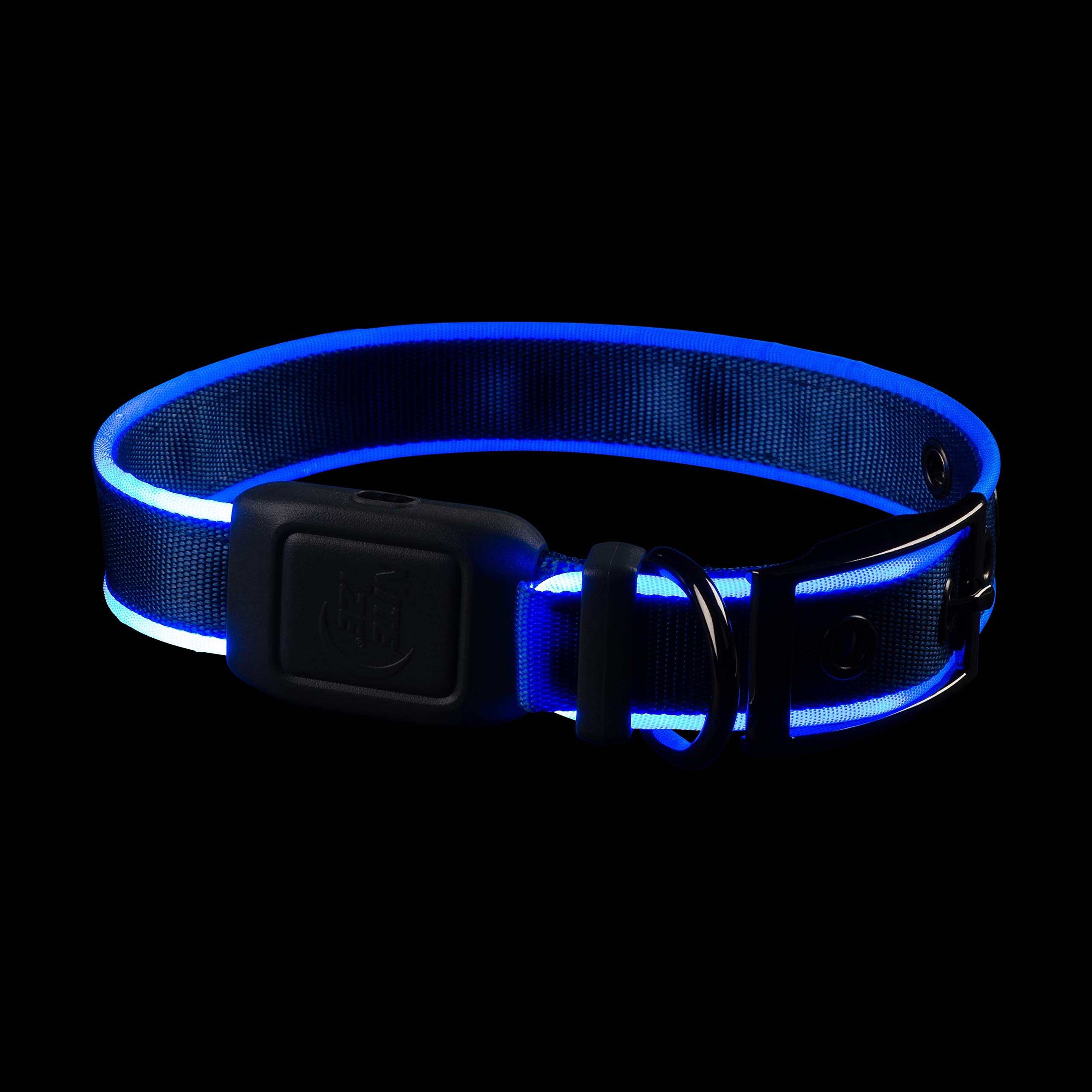 Nite Ize NiteDog, collare per cani ricaricabile a LED, ricaricabile tramite USB, con fibbia in metallo, impermeabile, blu