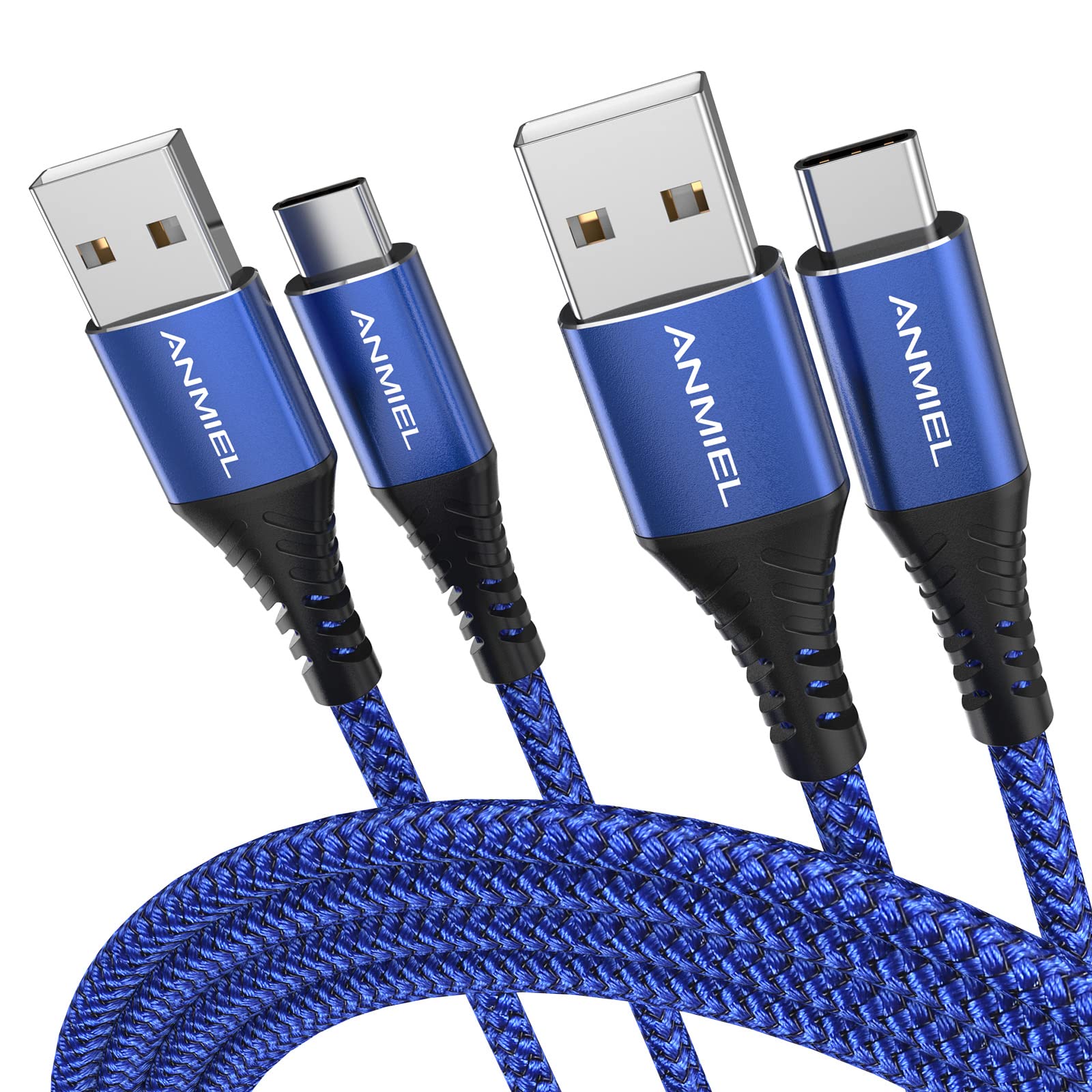 USB-C Charger (2Pack 3M) - Fast Charging Cable Compatible with Samsung Galaxy S10/S9+/S9/S8/S8+, Note 9/8, Huawei P30/P20/Mate20/P10, OnePlus (Blue)