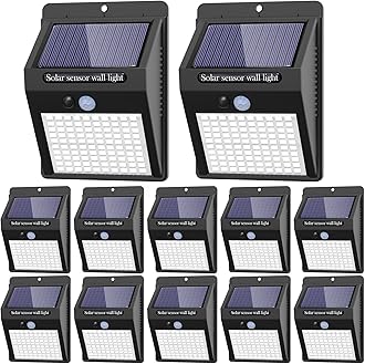 12 Pack Solar Lights Outdoor, 3 Modes/100LED Wireless IP65 Waterproof Solar Motion Lights Outdoor for Front Door, Backyard, Garage, Deck