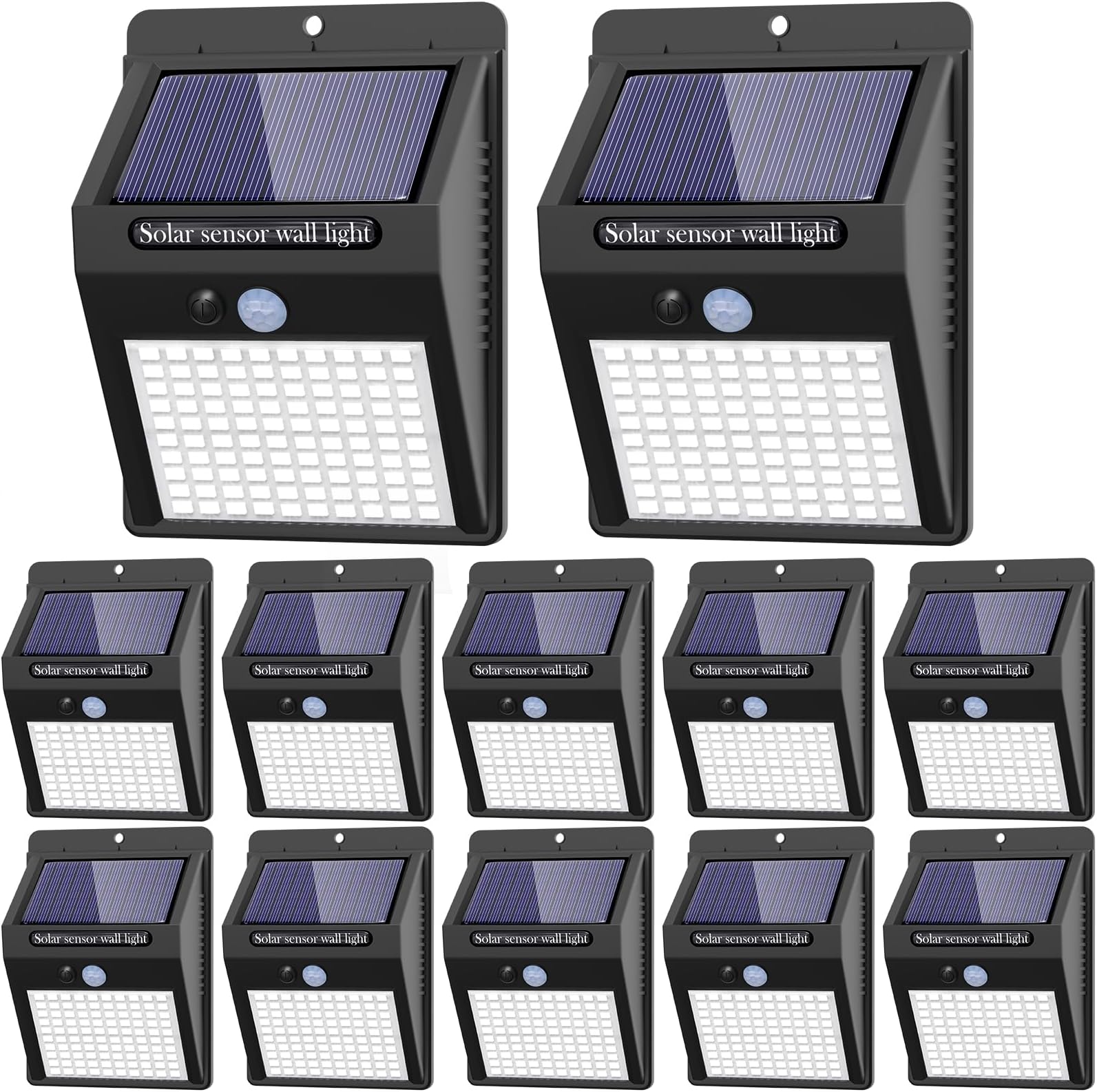 12 Pack Solar Lights Outdoor, 3 Modes/100LED Wireless IP65 Waterproof Solar Motion Lights Outdoor for Front Door, Backyard, Garage, Deck