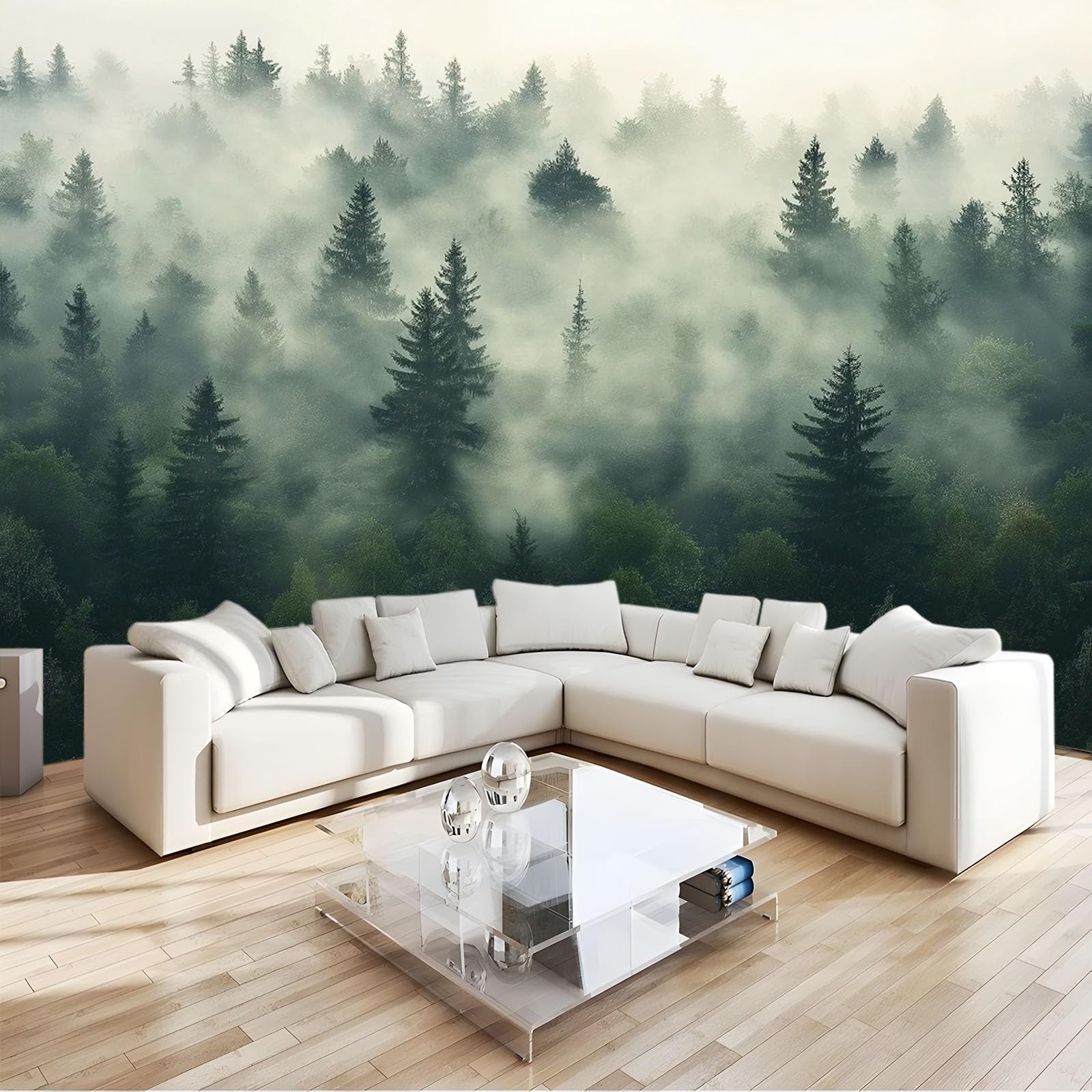 Papier Peint Panoramique Vert Forêt Premium Intissé Luxe 300x210cm
