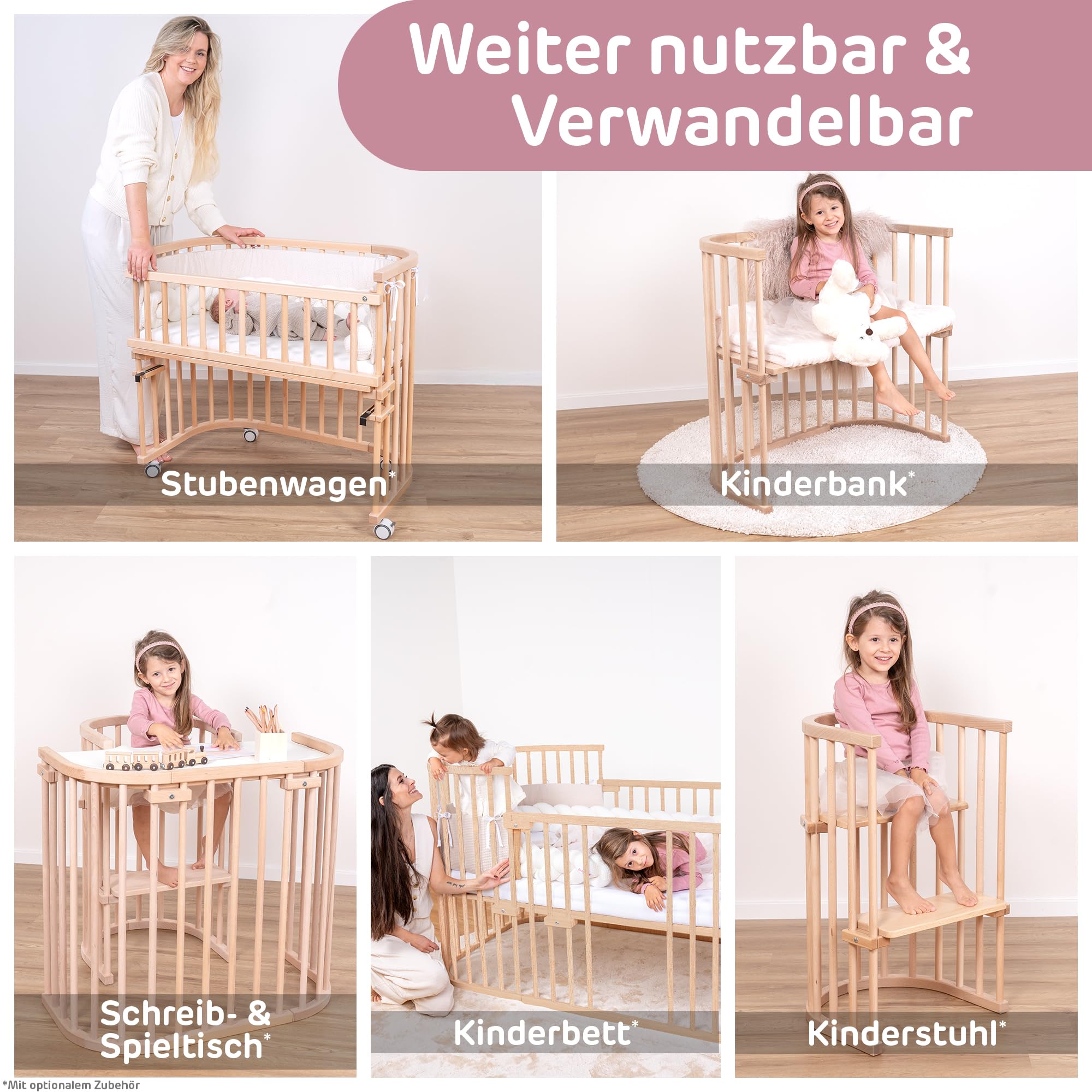 babybay Maxi Comfort Plus łóżko do spania z naturalnym lakierem