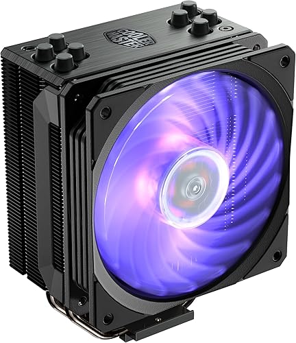 Disipador edición Master Hyper 212 Black RGB, enfriador de aire para CPU, ventilador SF120R RGB, negro anodizado, aletas de níquel cepillado, 4