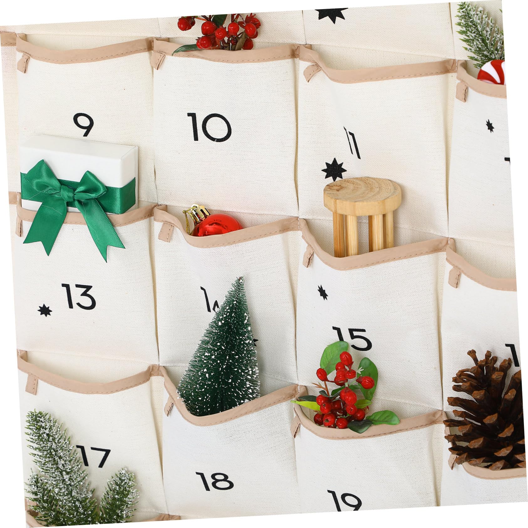 Adventskalender 2025 Mit 24 Fächern Aus Canvas Wandbehang 120x47cm Organizer Für Kleinigkeiten Weihnachtsdekoration Für Kinderzimmer Und Schrank