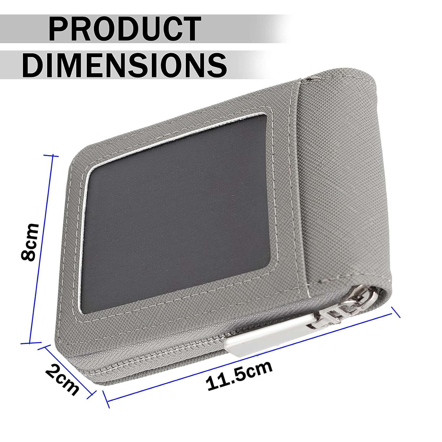 Storite PU Leather 9 Slot Vertical Credit Debit Card Holder Money Wallet Zipper Coin Purse for Men Women - Silvergrey (11.5 x 2 x 8 cm) 4 81gIPBCslUL. SL1500