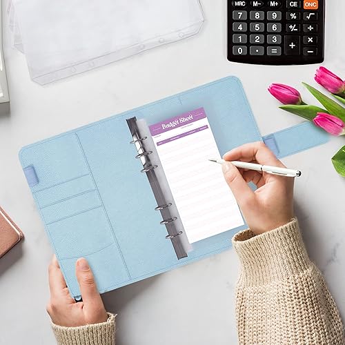 Vista 24 de SOUL MAMA Carpeta de presupuesto con sobres de efectivo, organizador de dinero rosa, sobres de efectivo A6 para presupuesto, ahorro de dinero