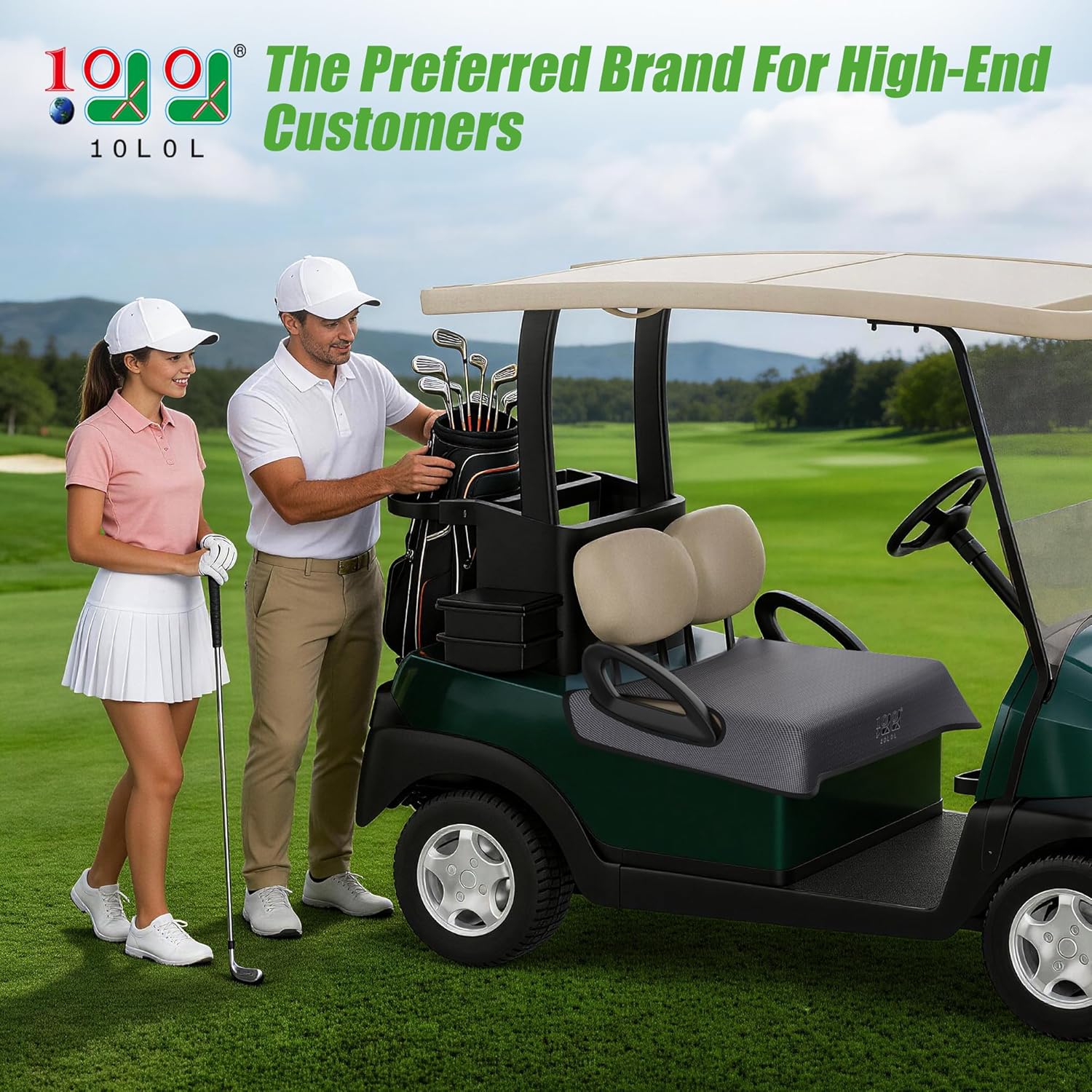 10L0L Universal Golf Cart Seat Covers/Seat Blanket for EZGO TXT/RXV & Club Car DS/Precedent, Breathable Seat Towel/Seat Cushions with Non-Slip Backing, All-Season Comfort (Not for Yamaha)
