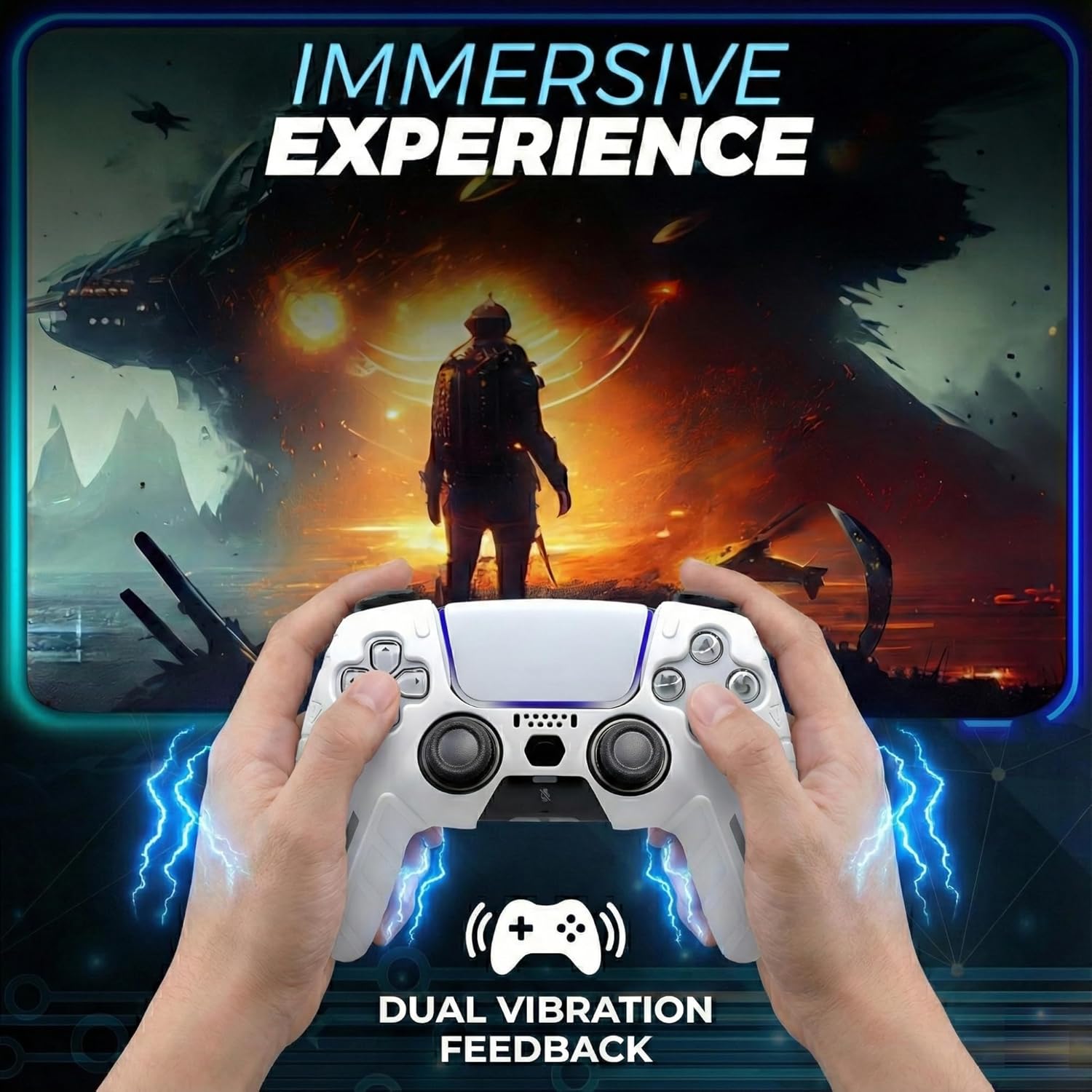 NexGami Wireless Controller Compatible with PS5, Bluetooth 5.0 Gamepad with 3D Hall Effect Joysticks, Dual Vibration, 6-Axis Motion Control, USB C Charging, Ergonomic Design for Gamers, Works with PS5 and Windows PC