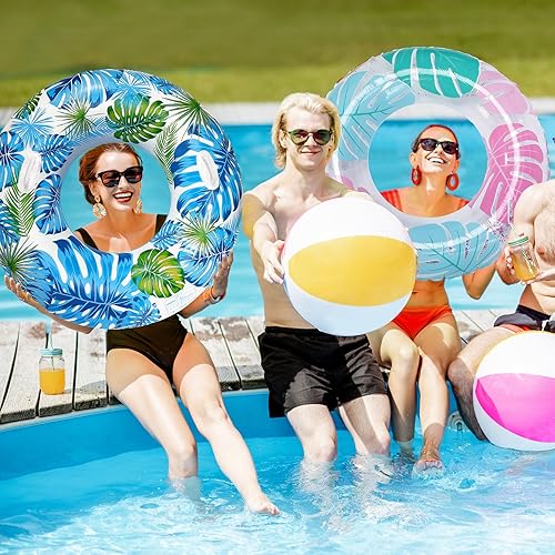 Miniatura 6 de Libima 4 flotadores inflables de piscina, flotadores de piscina, anillos de piscina, tubos de piscina, dona, fruta, hawaiano, neumáticos interiores,