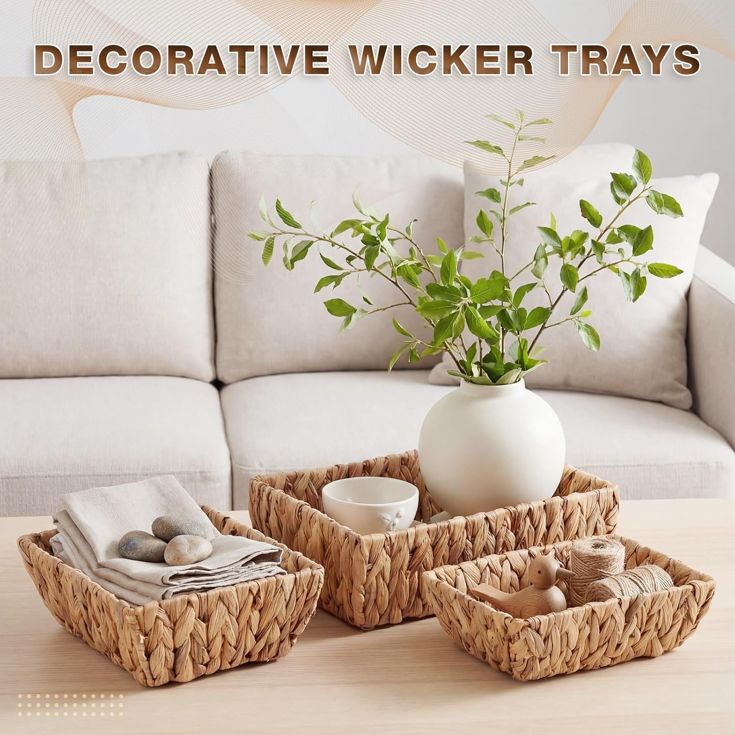 AceOrbit 3pcs Woven Baskets for Storage, Wicker Baskets for Organizing Handwoven 3-size Organizer Basket Storage Bins Container for Pantry Shelves Closet Toilet