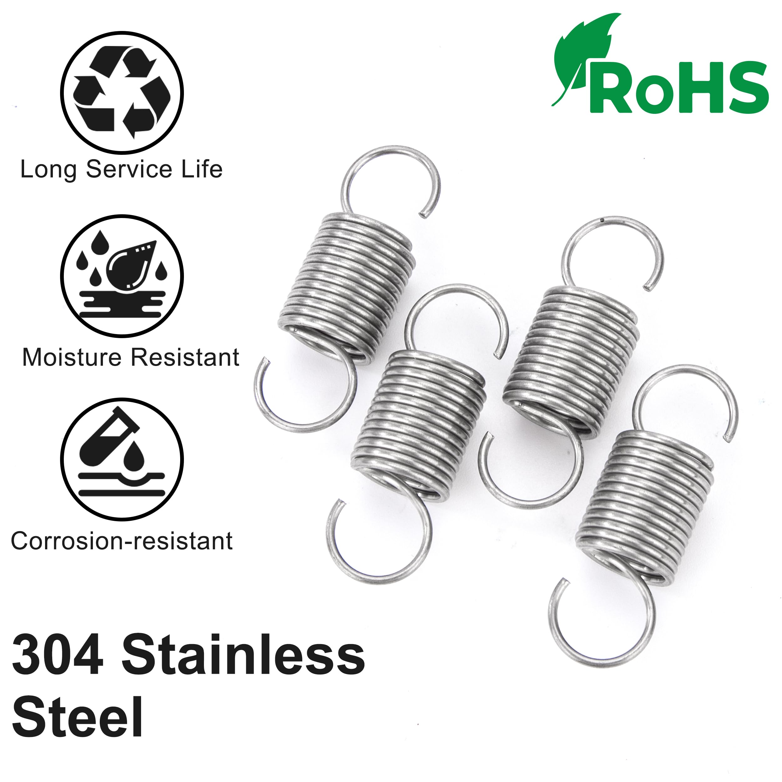 GUNGY Ressort De Traction 35mm Ressorts De Tension Avec Crochets à 90 Degrés Ressorts En Acier Inoxydable Diamètre Du Fil 1,6 Mm Diamètre Extérieur 12mm Force 6,4KG 4 Pièces