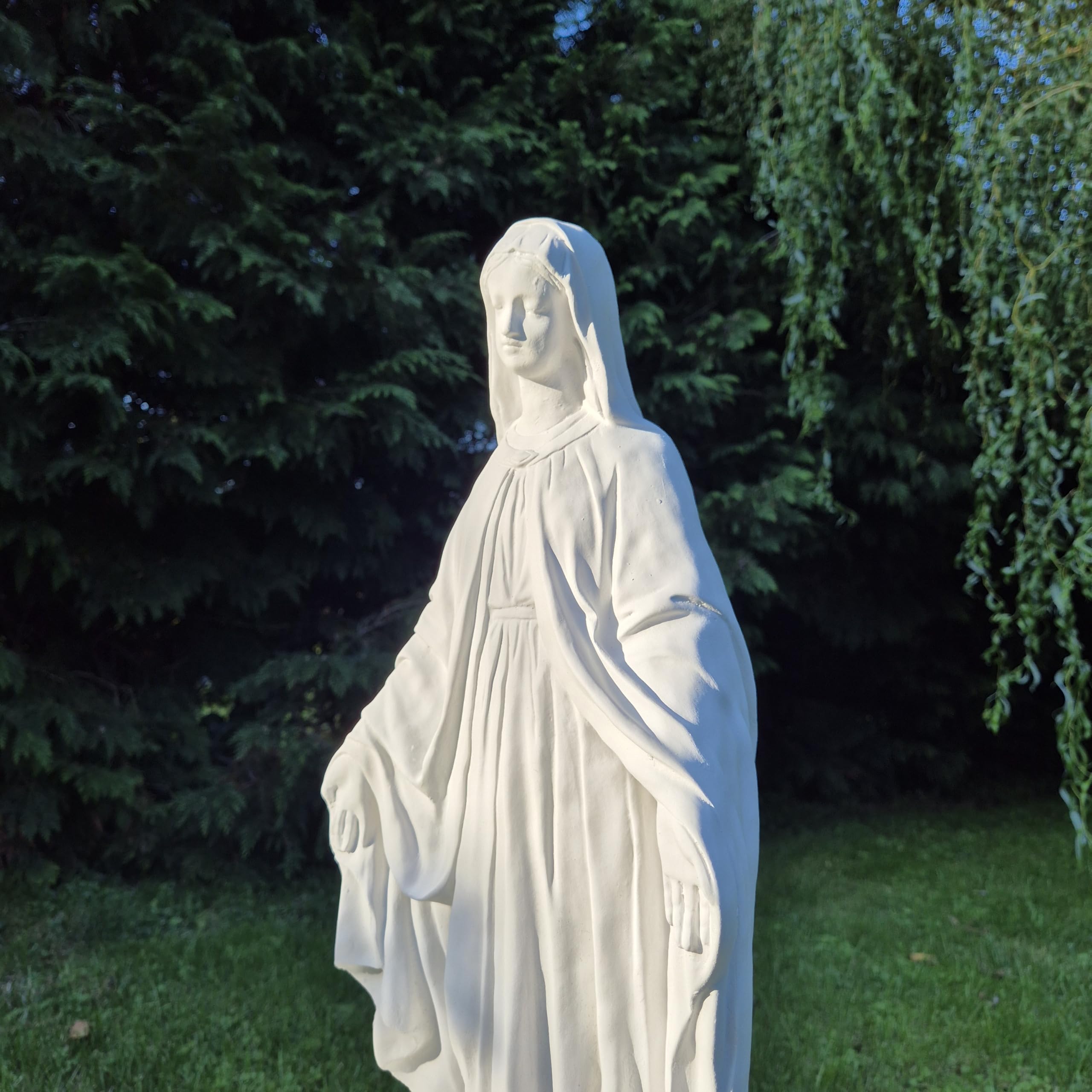 FABRIQ Statua di Santa Madonna, grande Vergine Maria in pietra massiccia (altezza 63 cm, 16 kg), scultura cattolica per chiesa, giardino e casa, regalo religioso e madre di Dio