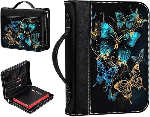 Funda para Biblia o libro, funda de piel sintética para mujeres y niñas, protector de la Biblia con asa y bolsillo con cremallera, bolsillo de