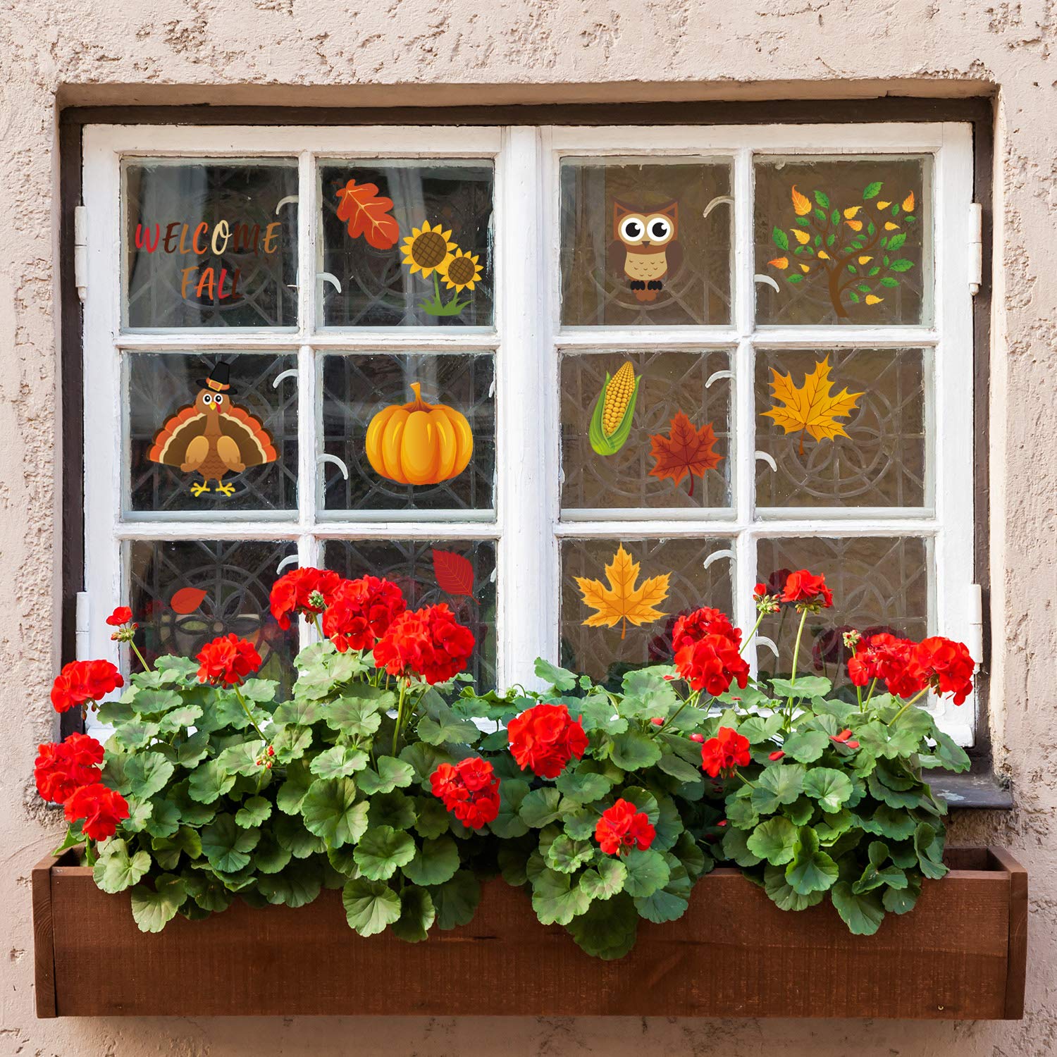 Herbst-Fensterbilder Set – 12 Bögen Mit Mäusen, Kürbissen & Blättern, Statische Aufkleber Für Glas